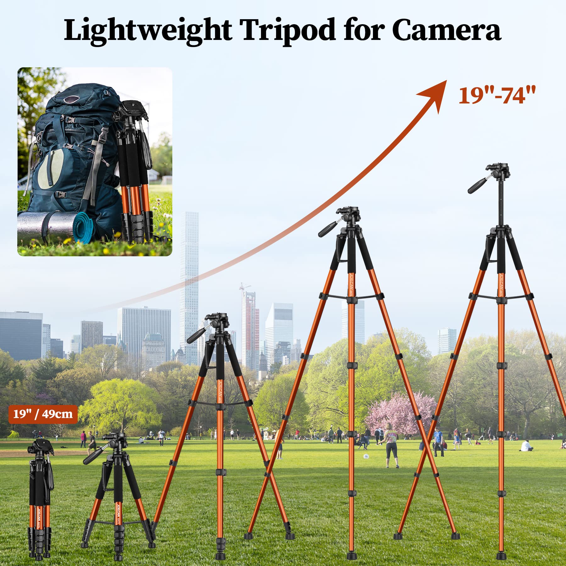 Joilcan Tripod Camera Tripods, 74'' Tripod For Camera Cell Phone Video Photography, Heavy Duty Tall Camera Tripod Stand, Profess
