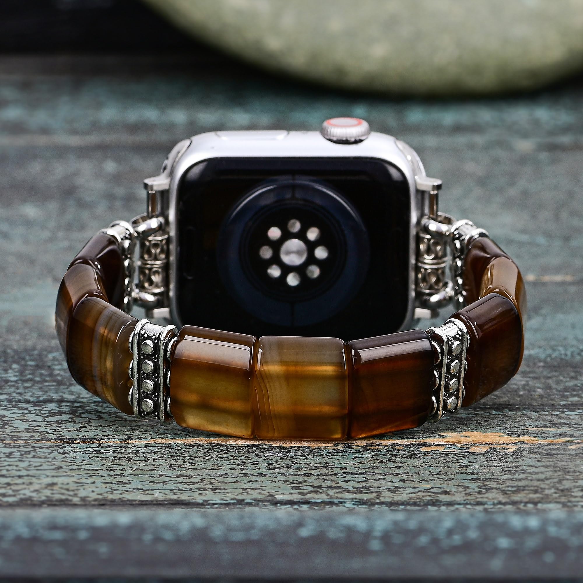 Cape Diablo Smart Watch Band For Women - Handmade Gemstone Strap - Compatible With 38Mm-45Mm Apple Faces (Ethereal Dune, Small -