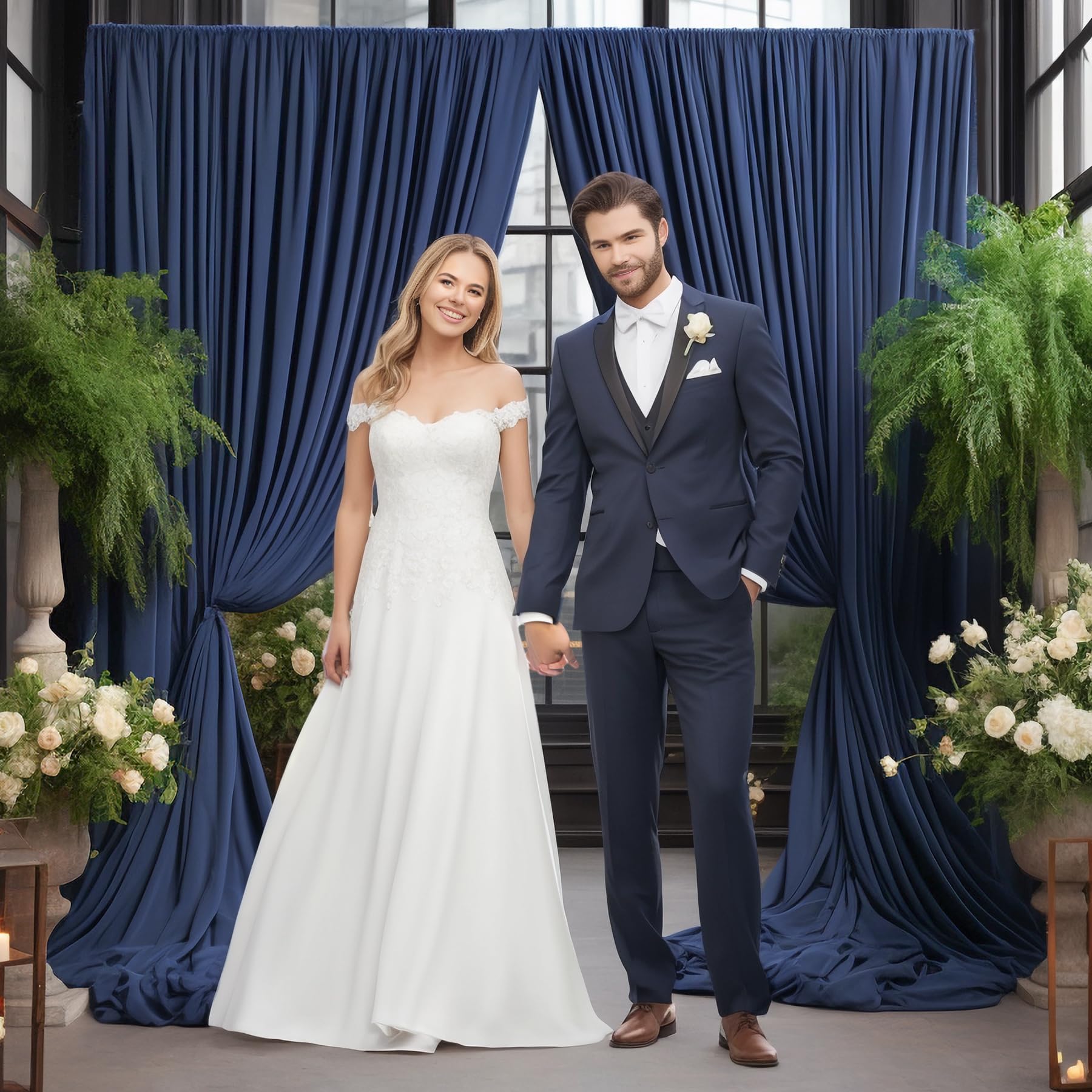 10X10 Navy Blue Backdrop Curtain For Parties Wrinkle Free Photo Curtains Backdrop Drapes Fabric Decoration For Wedding Birthday