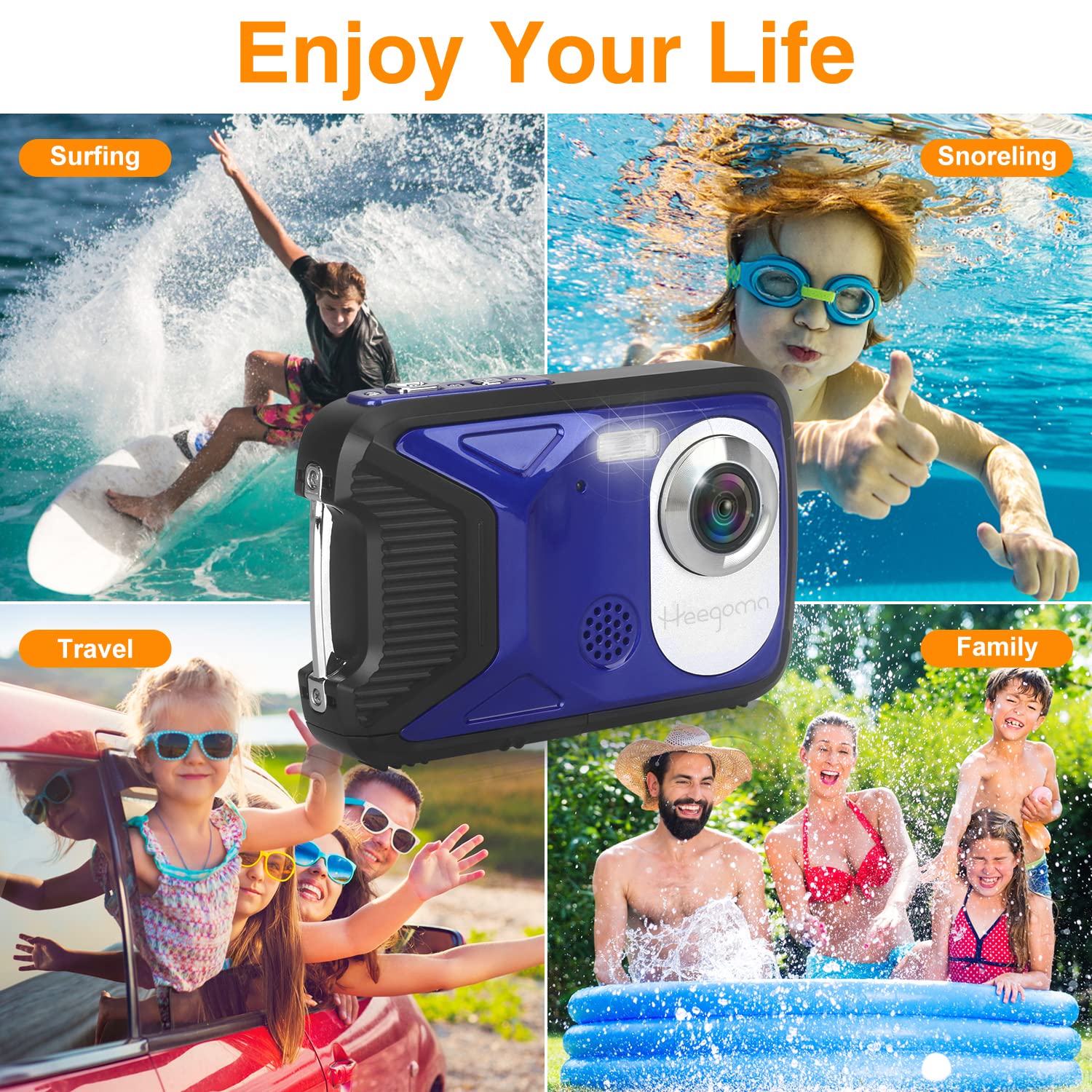 Waterproof Digital Camera,17 Ft Underwater Camera 2.8'' Lcd Hd1080P 30Mp Kids Video Camcorder With 32G Card And Rechargeable Bat
