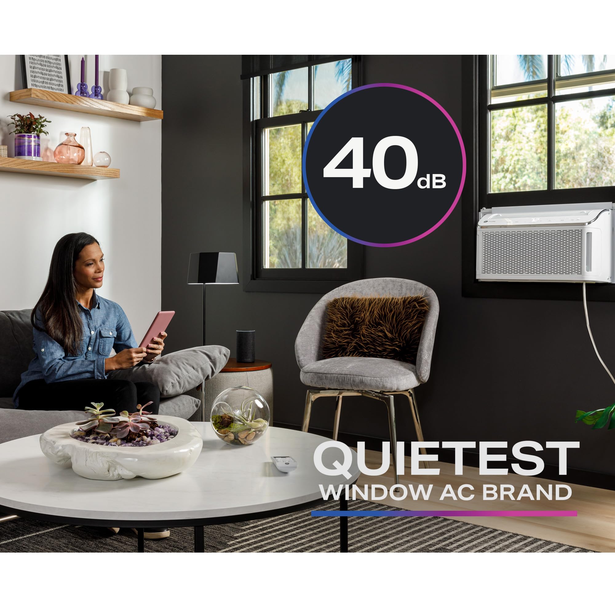 Ge Profile Ultra Quiet Window Air Conditioner 6,200 Btu, Wifi Enabled, Ideal For Small Rooms, Easy Installation With Included Ki