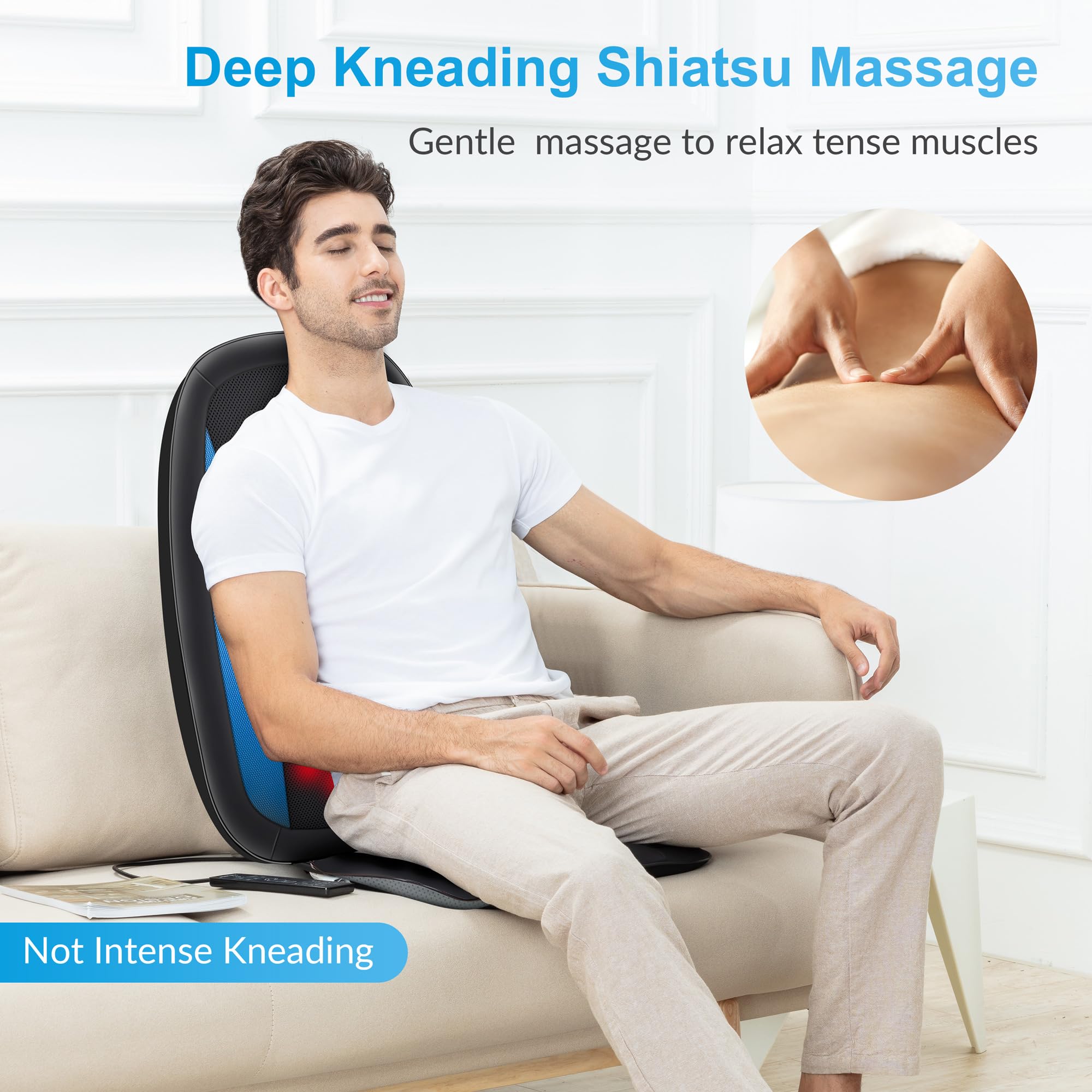 Comfier Shiatsu Back Massager With Heat  Deep Tissue Kneading Massage Seat Cushion, Massage Chair Pad For Full Back, Electric Bo