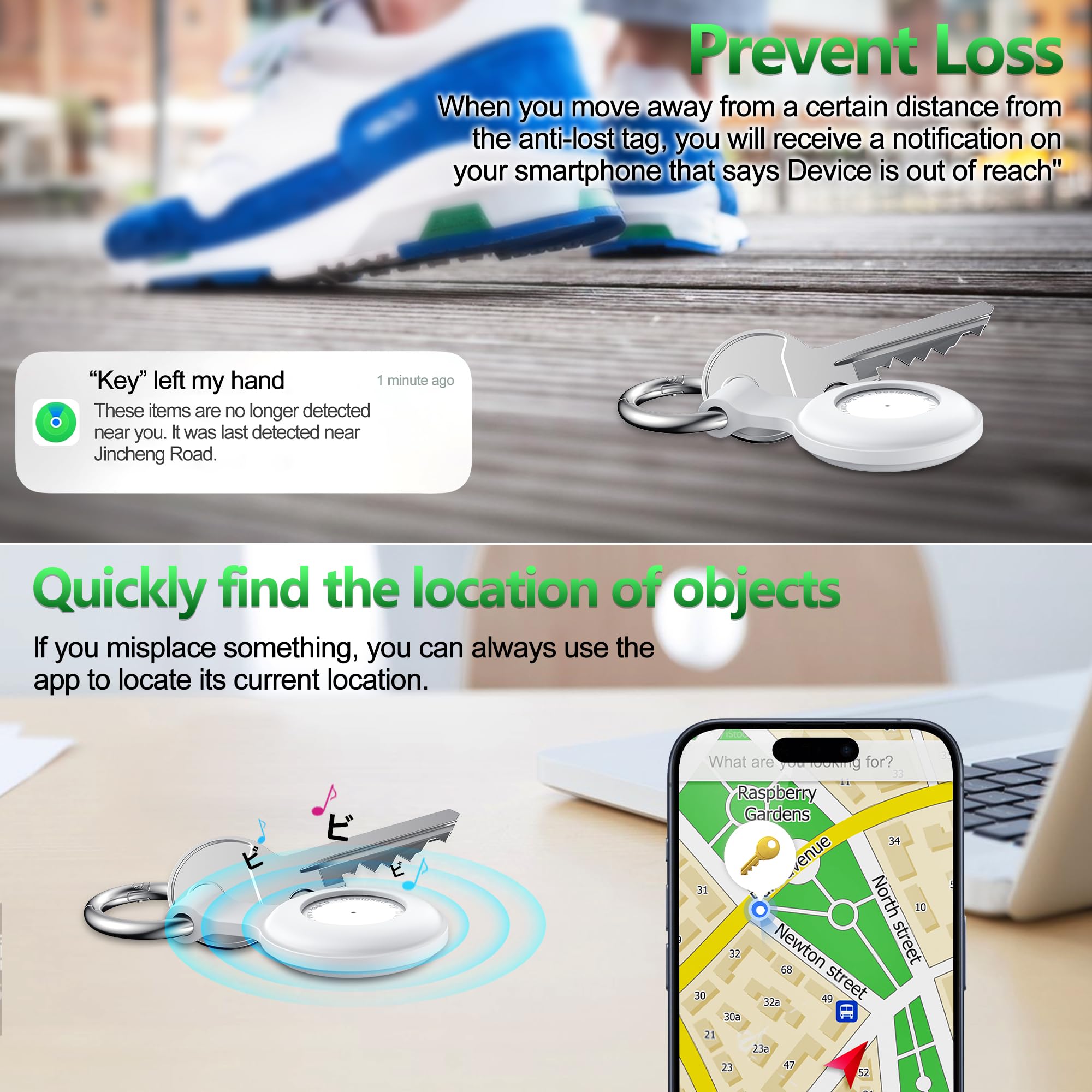 1 Pack,Ipx8 Waterproof Key Finder,Bluetooth Gps Items Tracker With Tag Holder & Keychains,Works With 'Apple Find My'(Ios Only),C