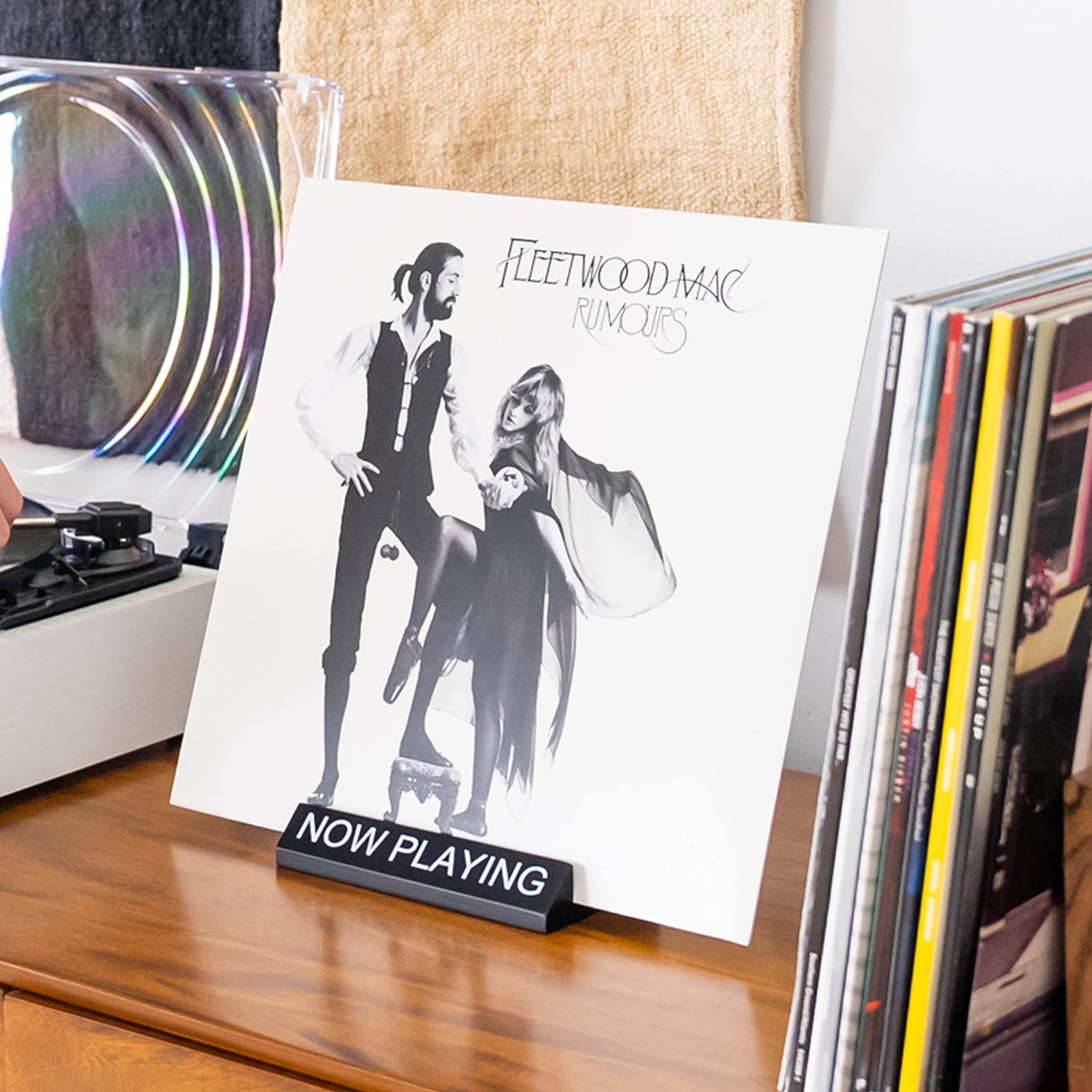 Now Playing Vinyl Record Stand   Classic Black Wooden Vinyl Record Holder For Albums & Record Decor, Now Spinning Record Stand F