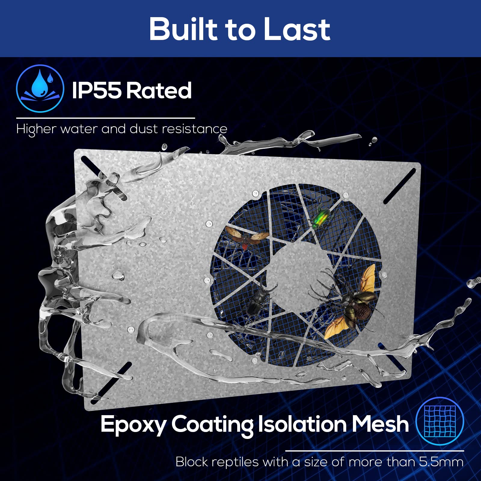 Abestorm 540Cfm Ip 55 Rated Crawlspace Ventilation Fan With Humidistat Thermostat, 8.7Inch Basement Vent Fans With Isolation Mes