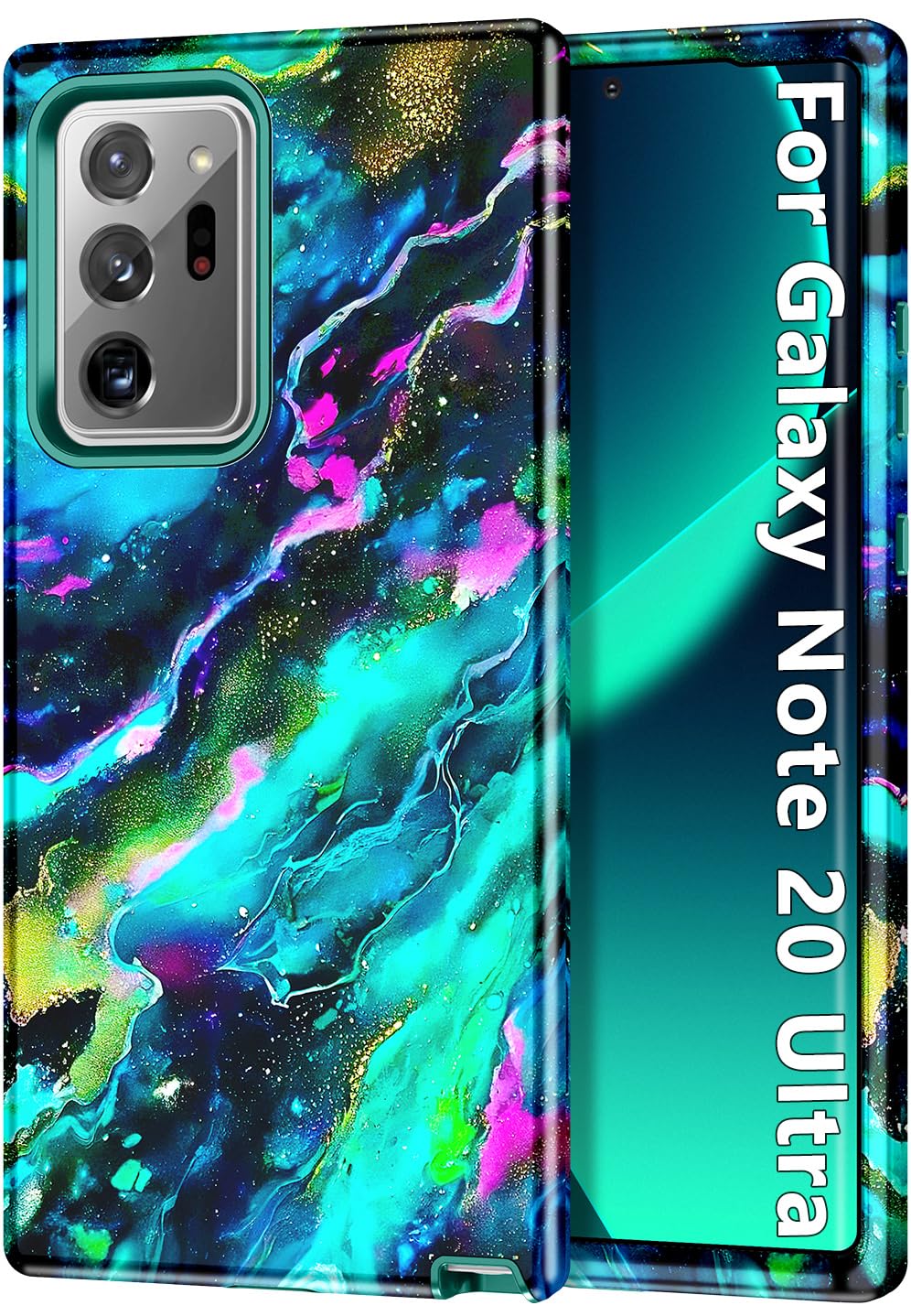 Btscase for Samsung Galaxy Note 20 Ultra Case,Marble Pattern 3 in 1 Heavy Duty Full Body Shockproof Hard PC+Soft Silicone Drop P