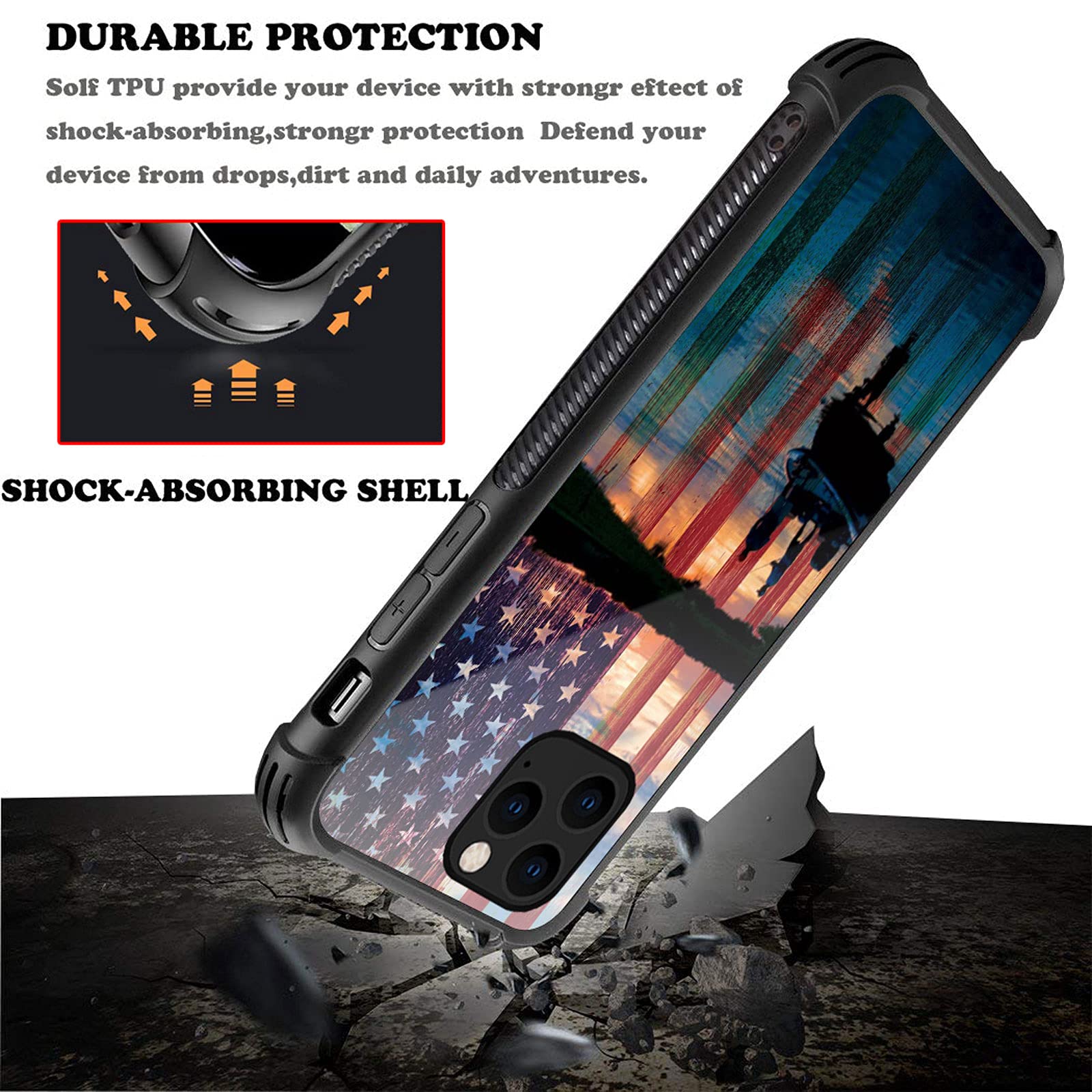 CARLOCA iPhone 13 Mini Case Shockproof Anti-Scratch Drop Protection Polycarbonate Fishing Red USA Flag