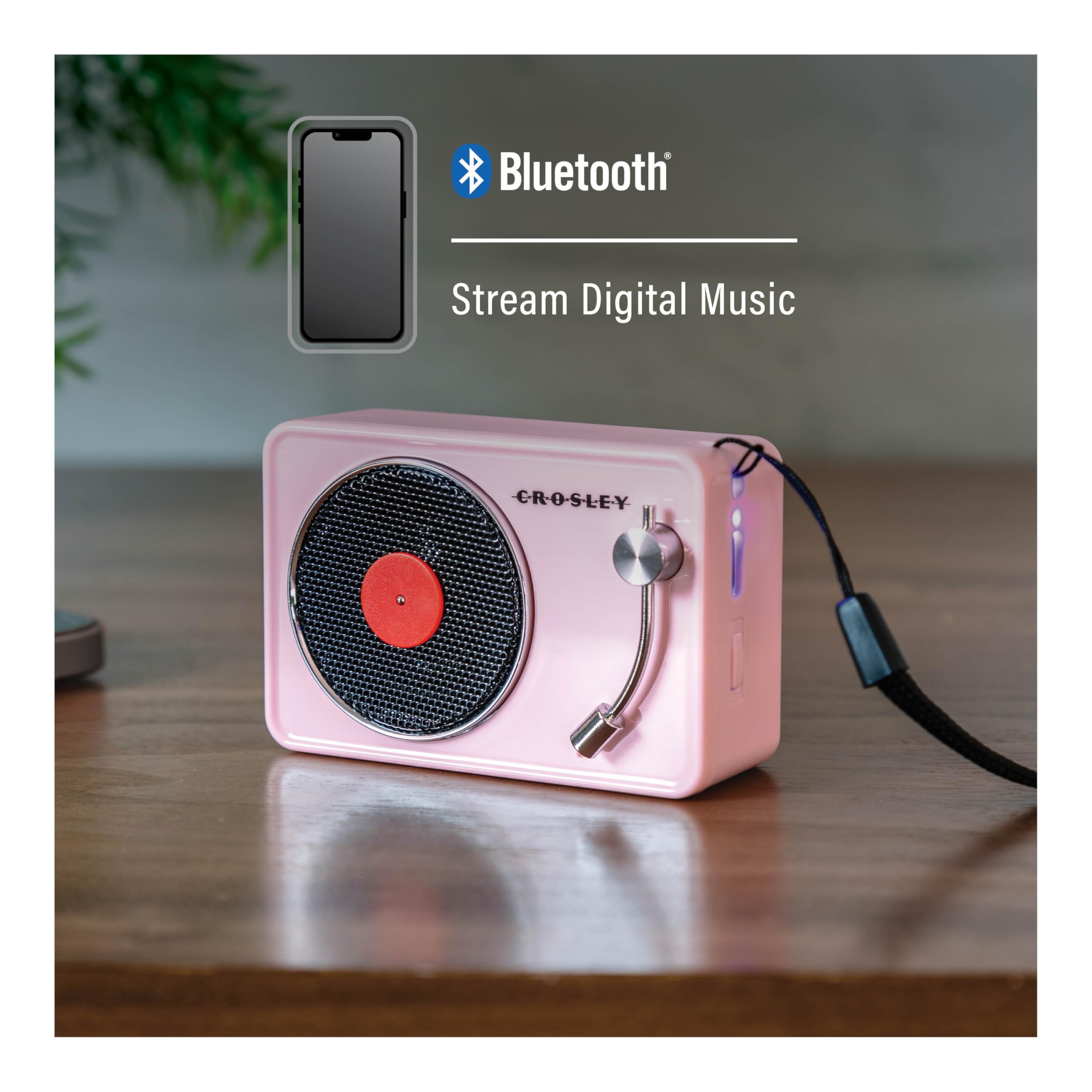 Crosley Cr3029A-Pi Portable Mini Turntable Bluetooth Speaker, Pink