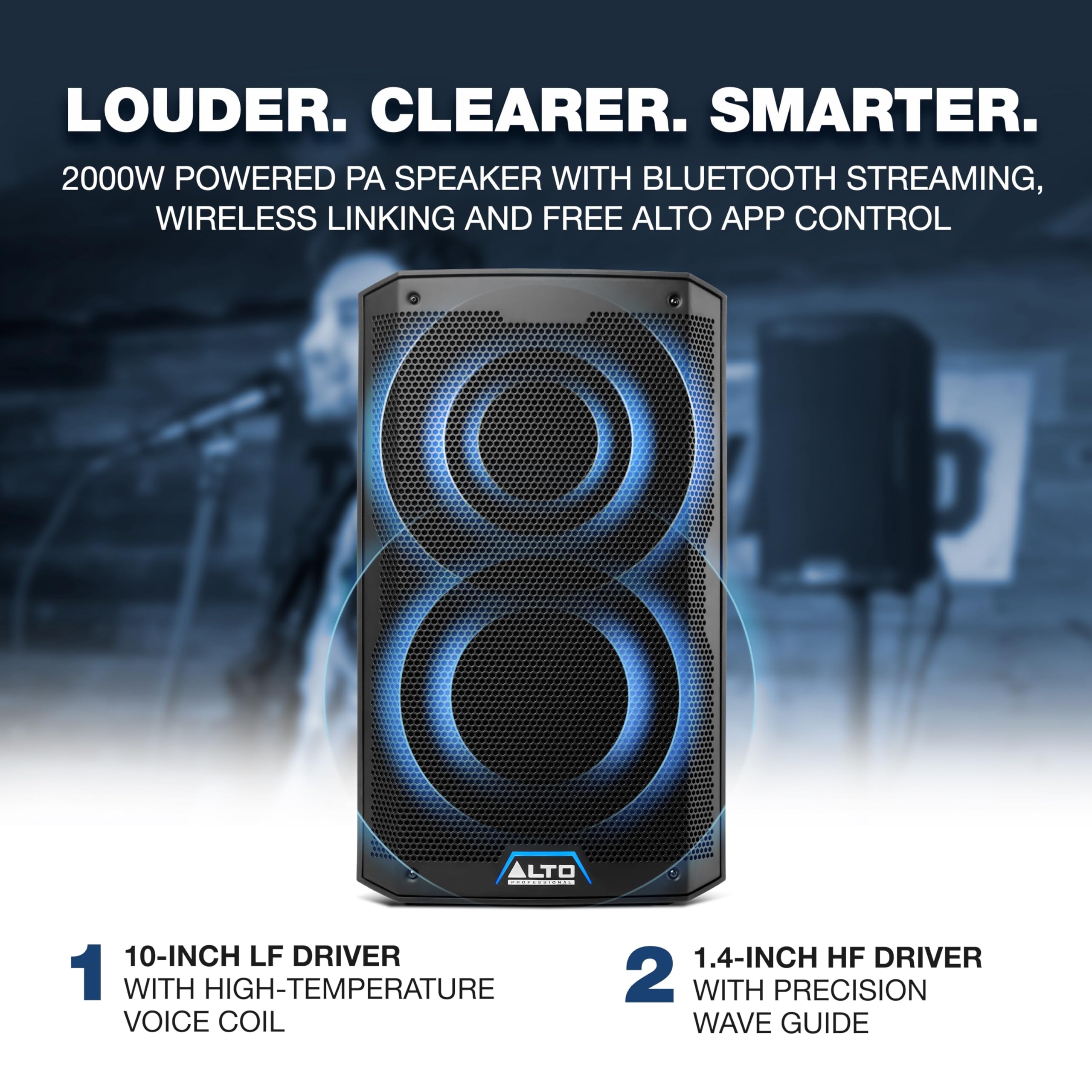 Alto Ts410 2000W 10 Powered Pa Speaker With 3 Channel Mixer, Bluetooth Streaming, Wireless Loudspeaker Linking, Dsp App