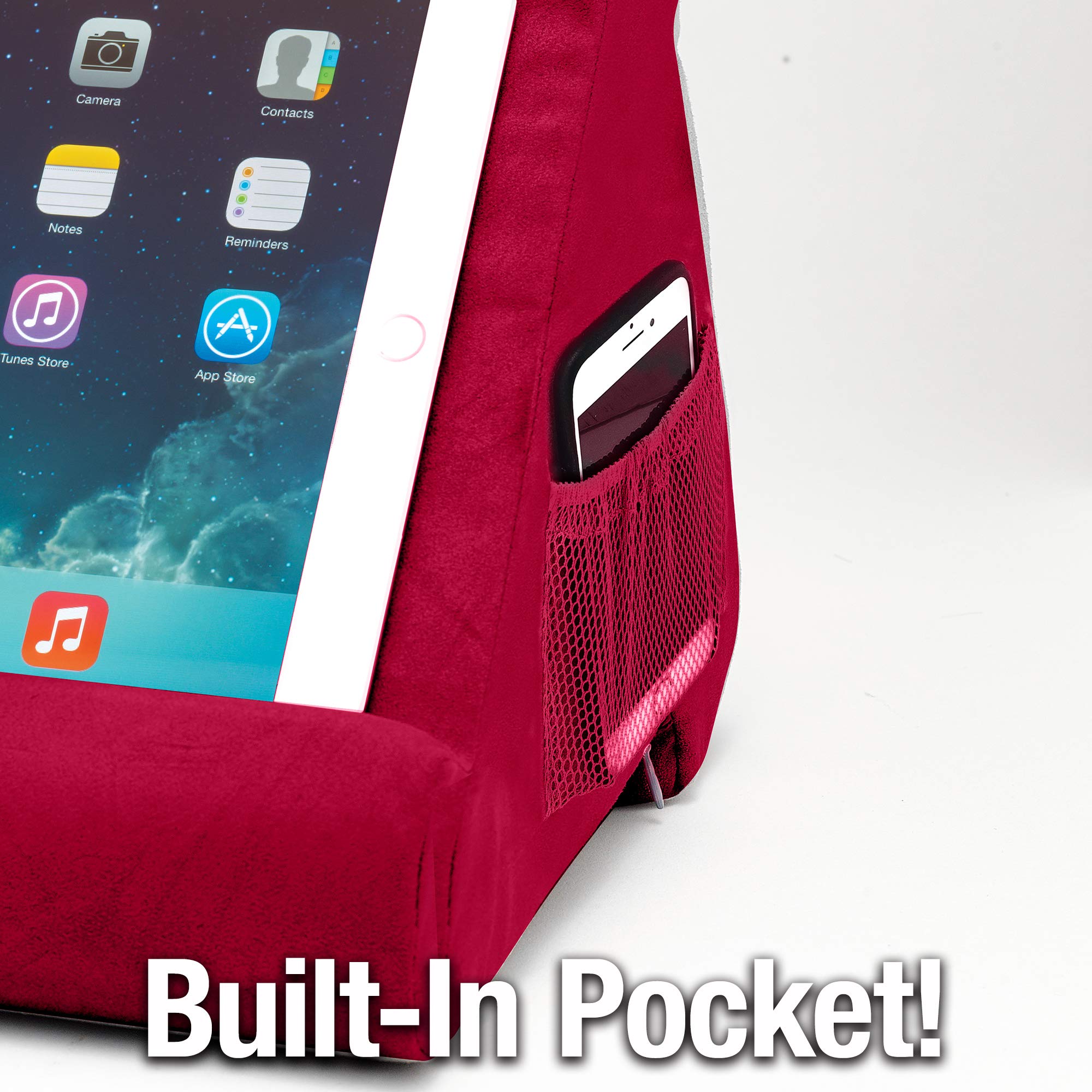 Ontel Pillow Pad Ultra Multi Angle Soft Tablet Stand, Burgundy   Comfortable Angled Viewing For Ipad, Tablets, Kindle, Smartphon