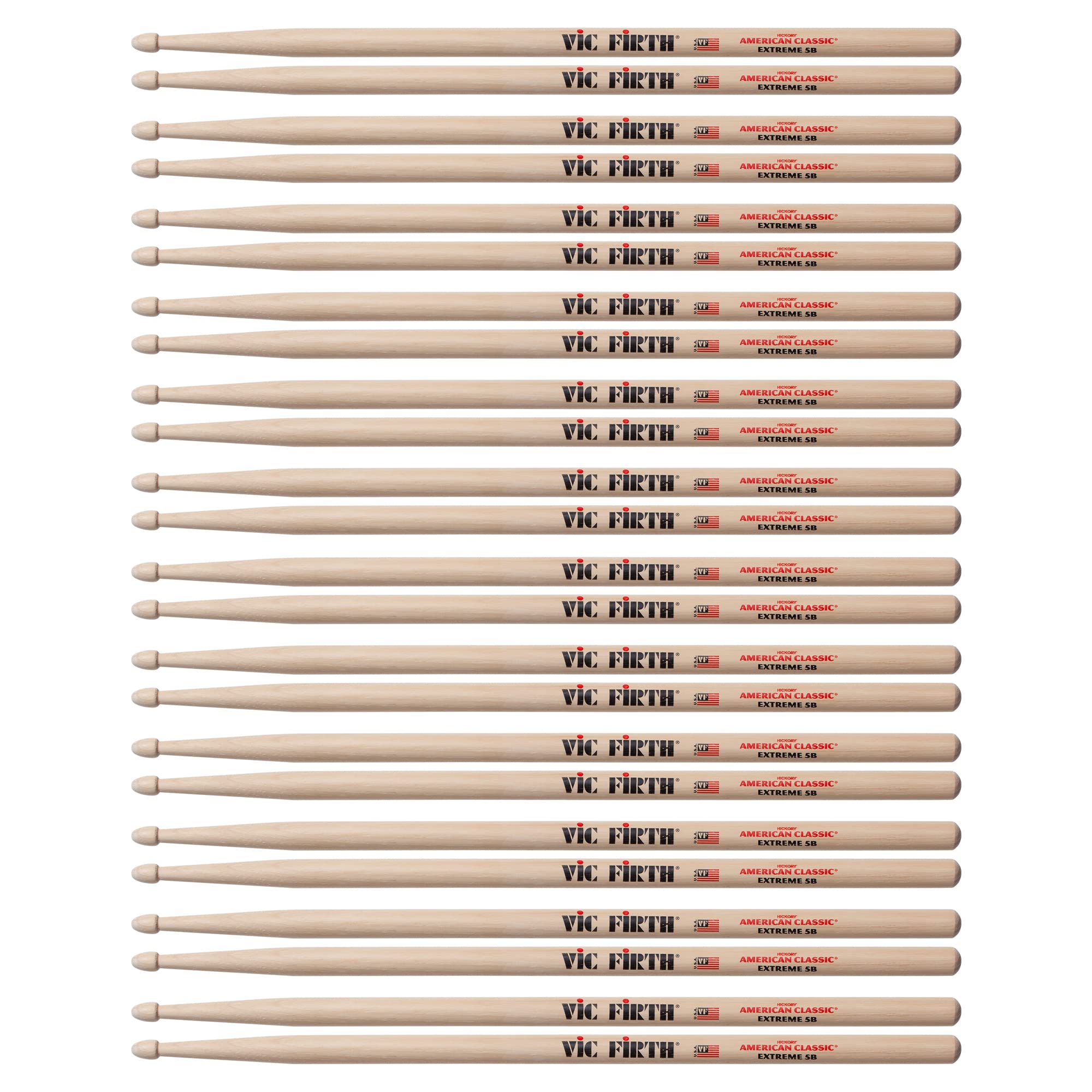 Vic Firth X5B Extreme 5B Wood Tip Drum Sticks (12 Pair Bundle)