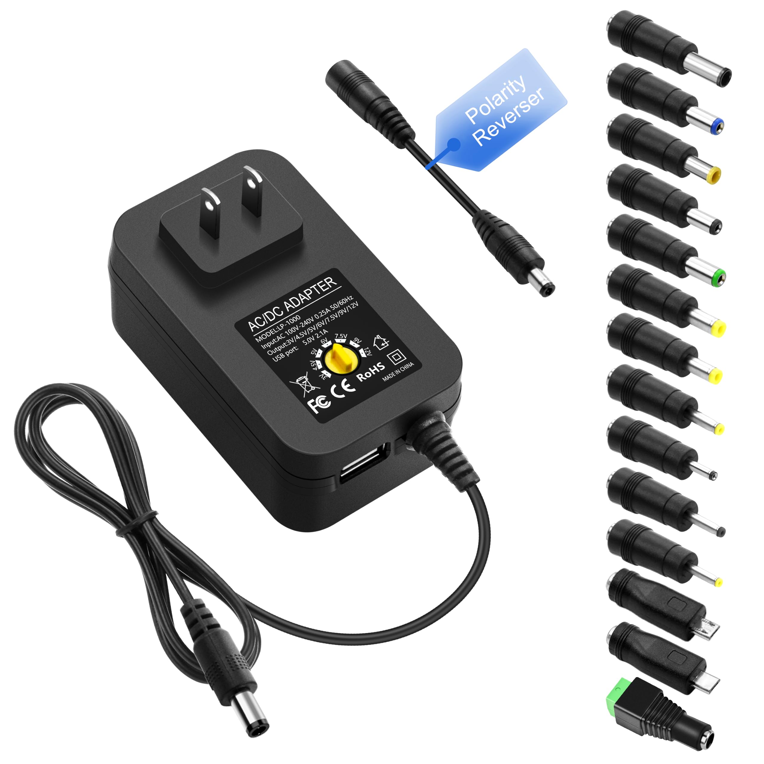 ALITOVE 30W Universal Power Adapter 3V~12V Variable Power Supply 14Tips