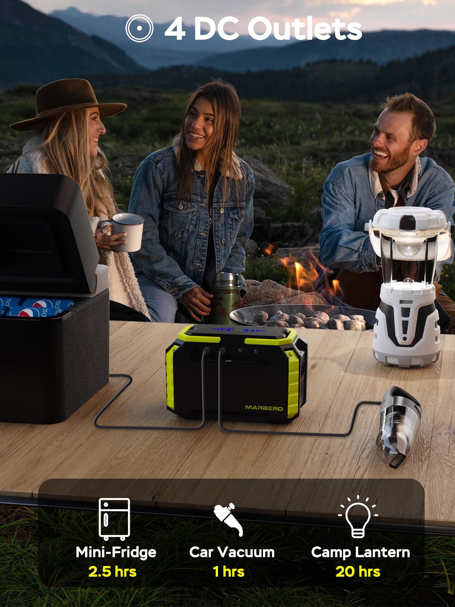 Marbero Portable Power Station 150Wh Camping Solar Generator Laptop Charger Power Bank With Ac Outlet 110V 150W Peak With 4*Usb,