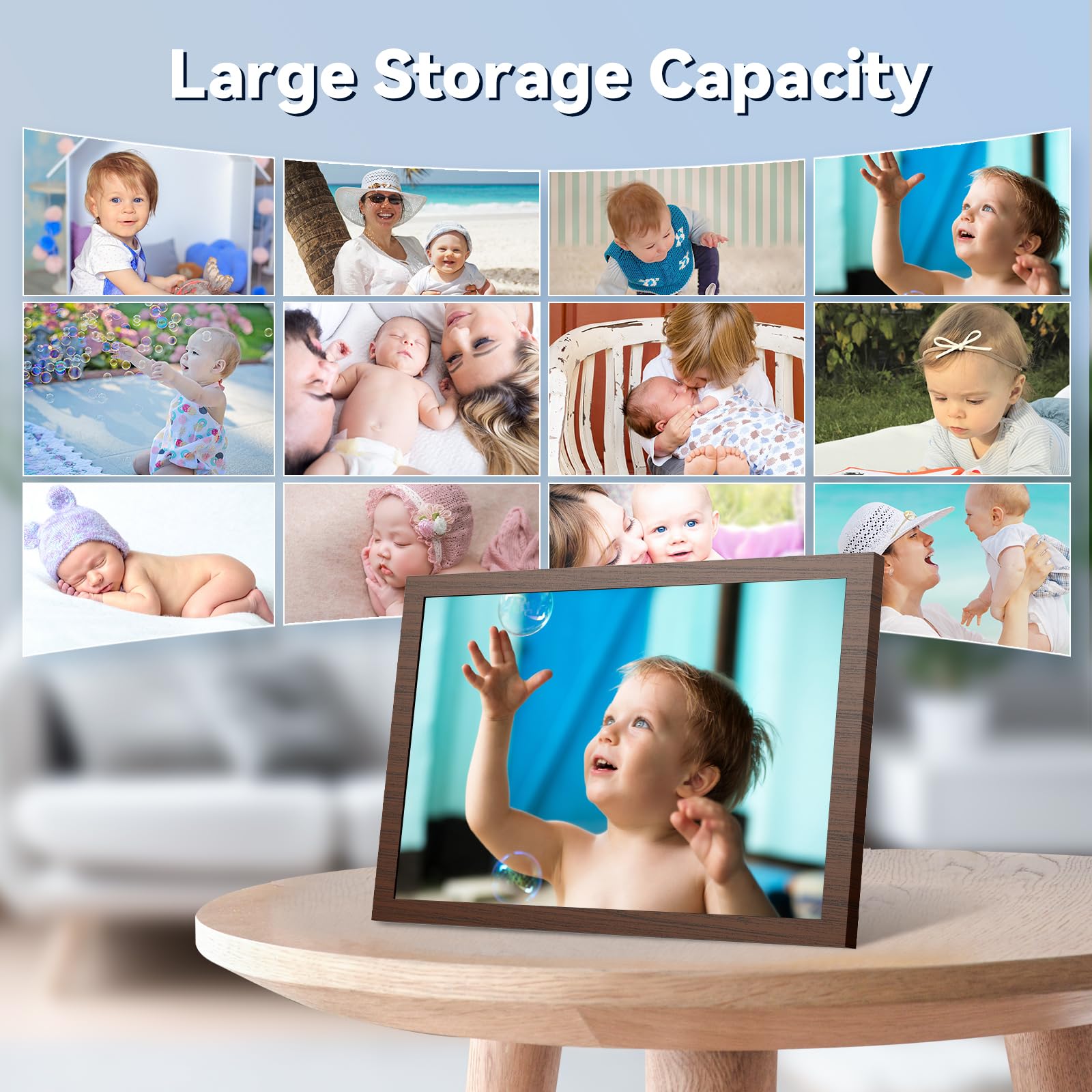 Kosshe 10.1'' Wifi Digital Picture Frame, Smart Electronic Photo Frame, 1280X800 Ips Hd Touch Screen, Auto Rotate, Easy Setup To