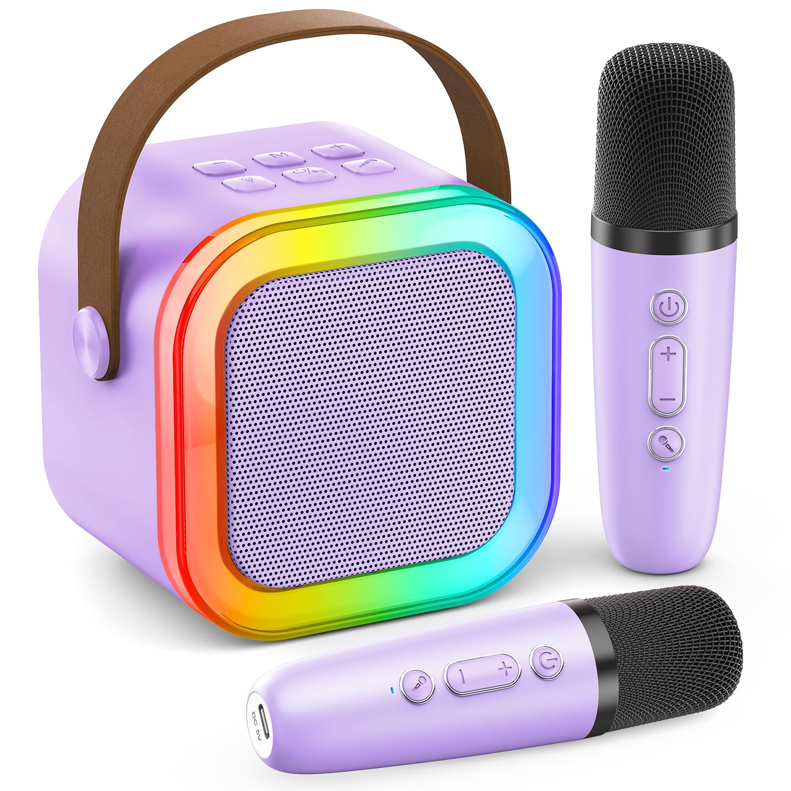 Karaoke Machine For Kids Adults, Portable Bluetooth Mini Karaoke Microphone Singing Speaker With 2 Wireless Mic, Kids Toys,Birth