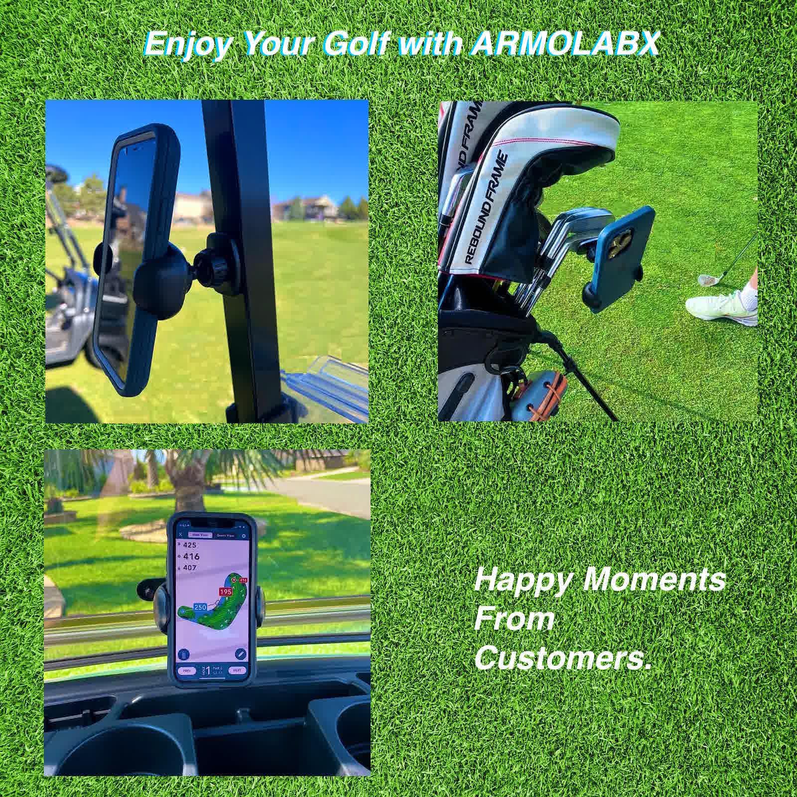 Armolabx Golf Cart Magnetic Phone Holder Mount [Upgraded], Golf Cart Phone Holder [Big Phones & Thick Cases Friendly], Magnetic