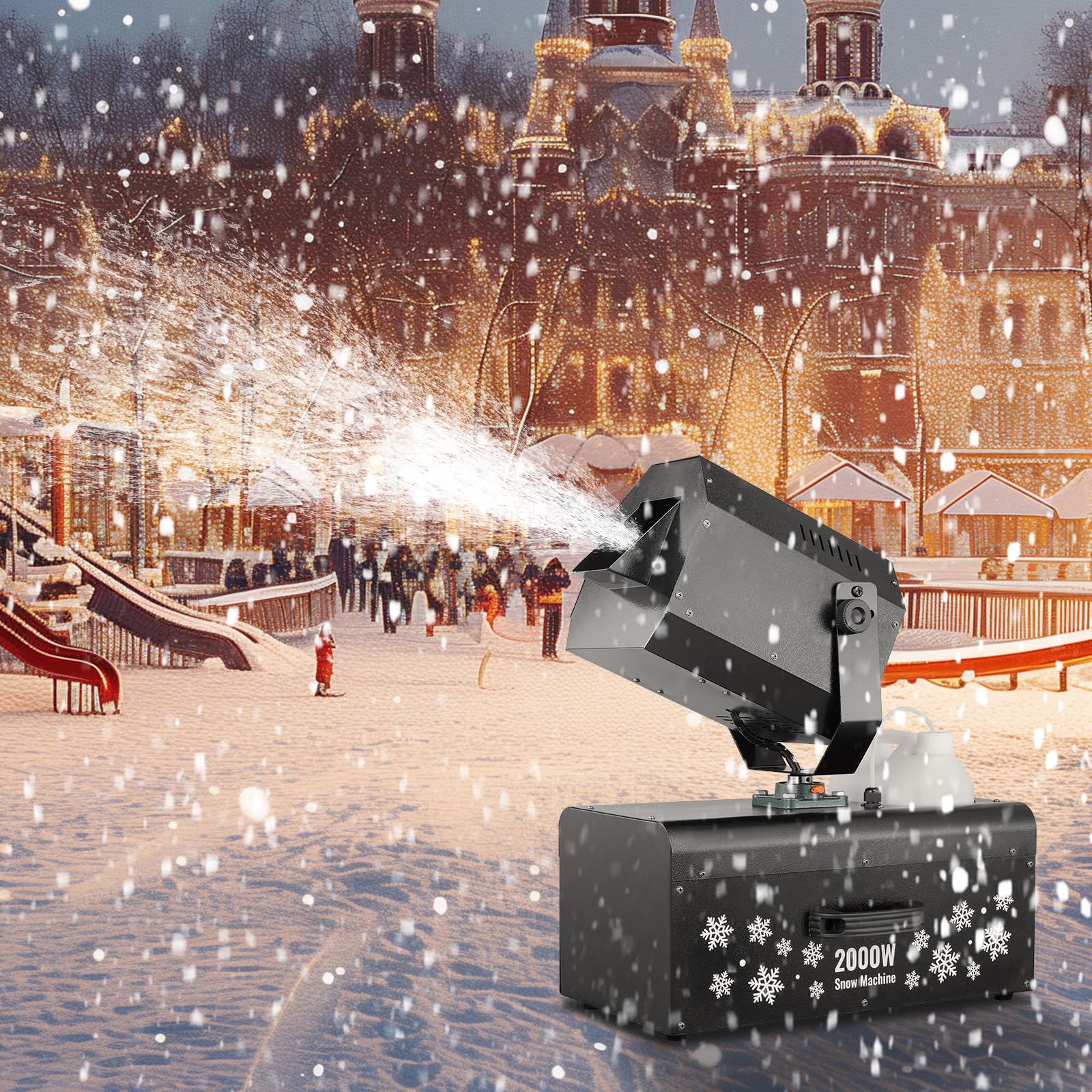 VEVOR Snow Machine, High Output 70? Wide Coverage 2000W Snow Maker Machine with 2 Remotes Control, 90 Shaking Head Jet Foam Mach