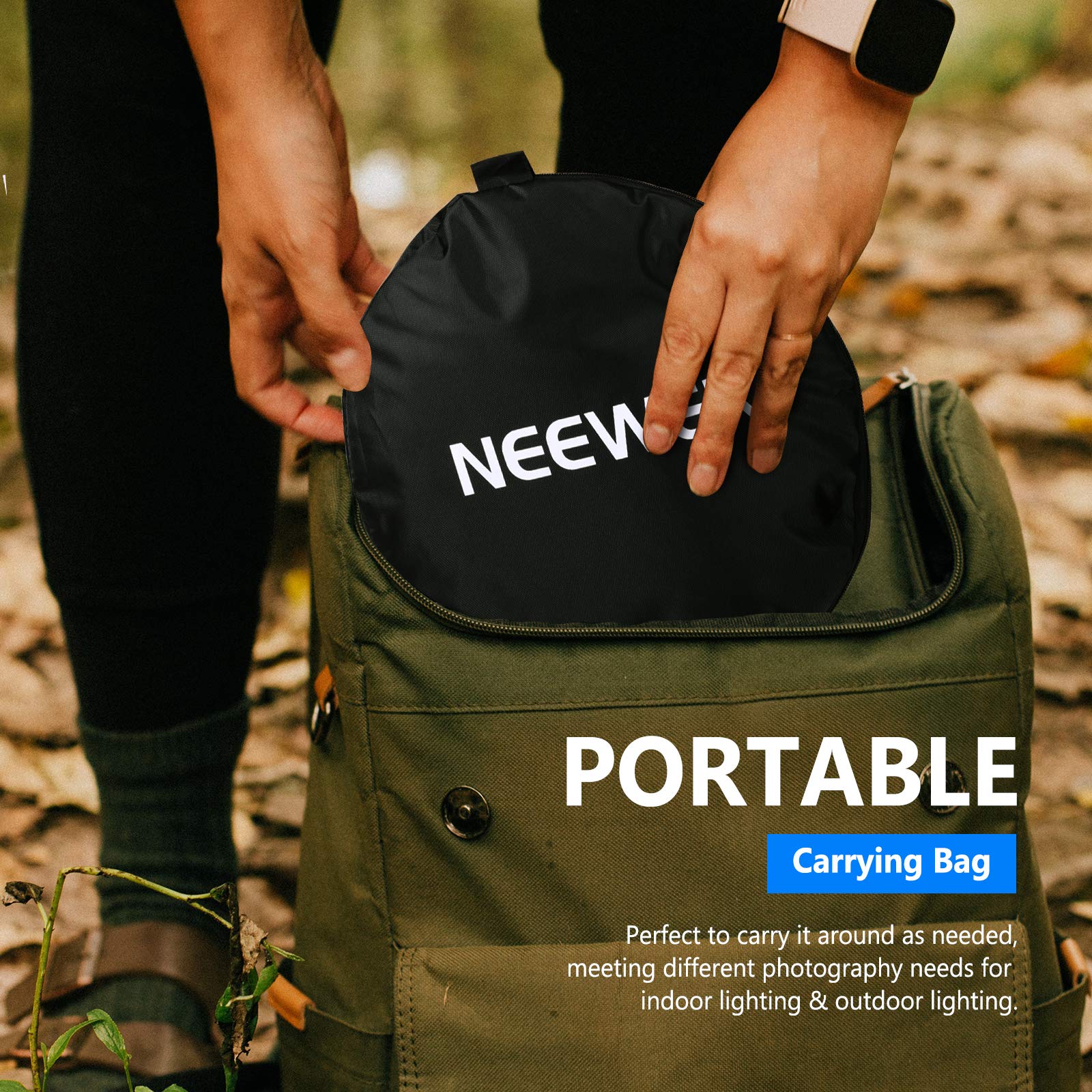 Neewer 5 In 1 Portable Round 32 In/80Cm Light Reflector Collapsible Multi Disc With Single Grip And Bag For Studio Photography L