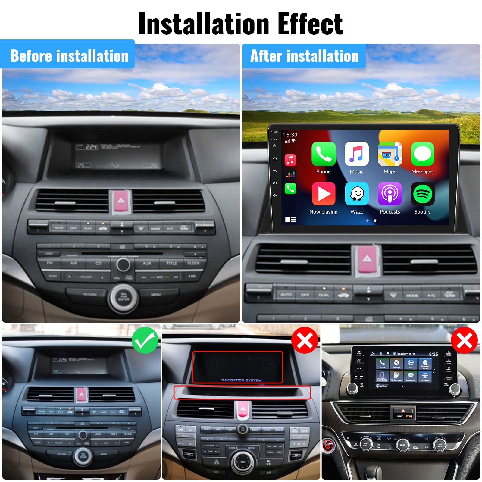 Sixwin Android 13 Car Stereo For Honda Accord 2008 2009 2010 2011 2012 2013 10.1 Inch Touch Screen 2G+64G Carplay Android Auto C