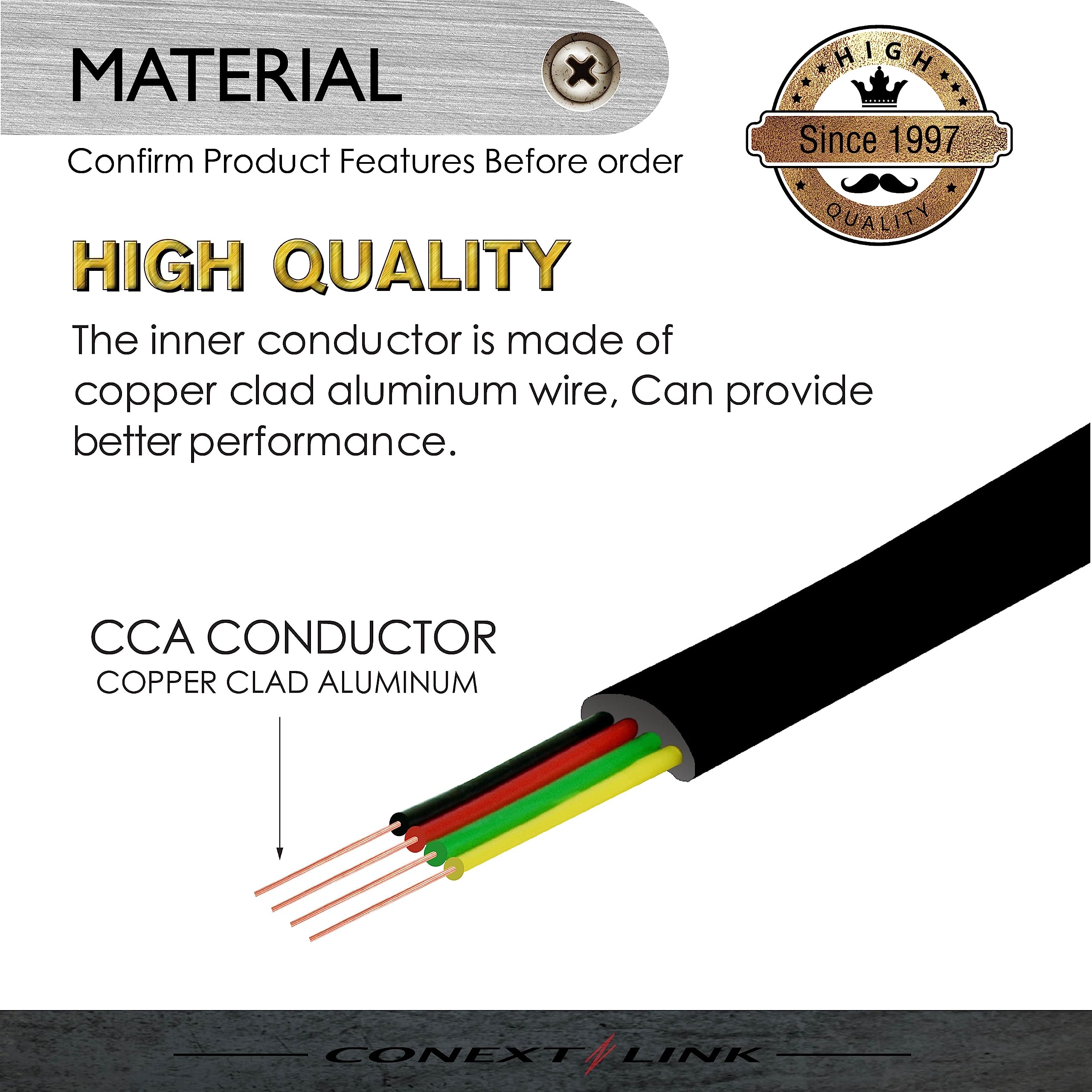 Conext Link Rj11 6P4C Modular Telephone Extension Cable Phone Cord Line Wire (100 Feet, Black) (33222)