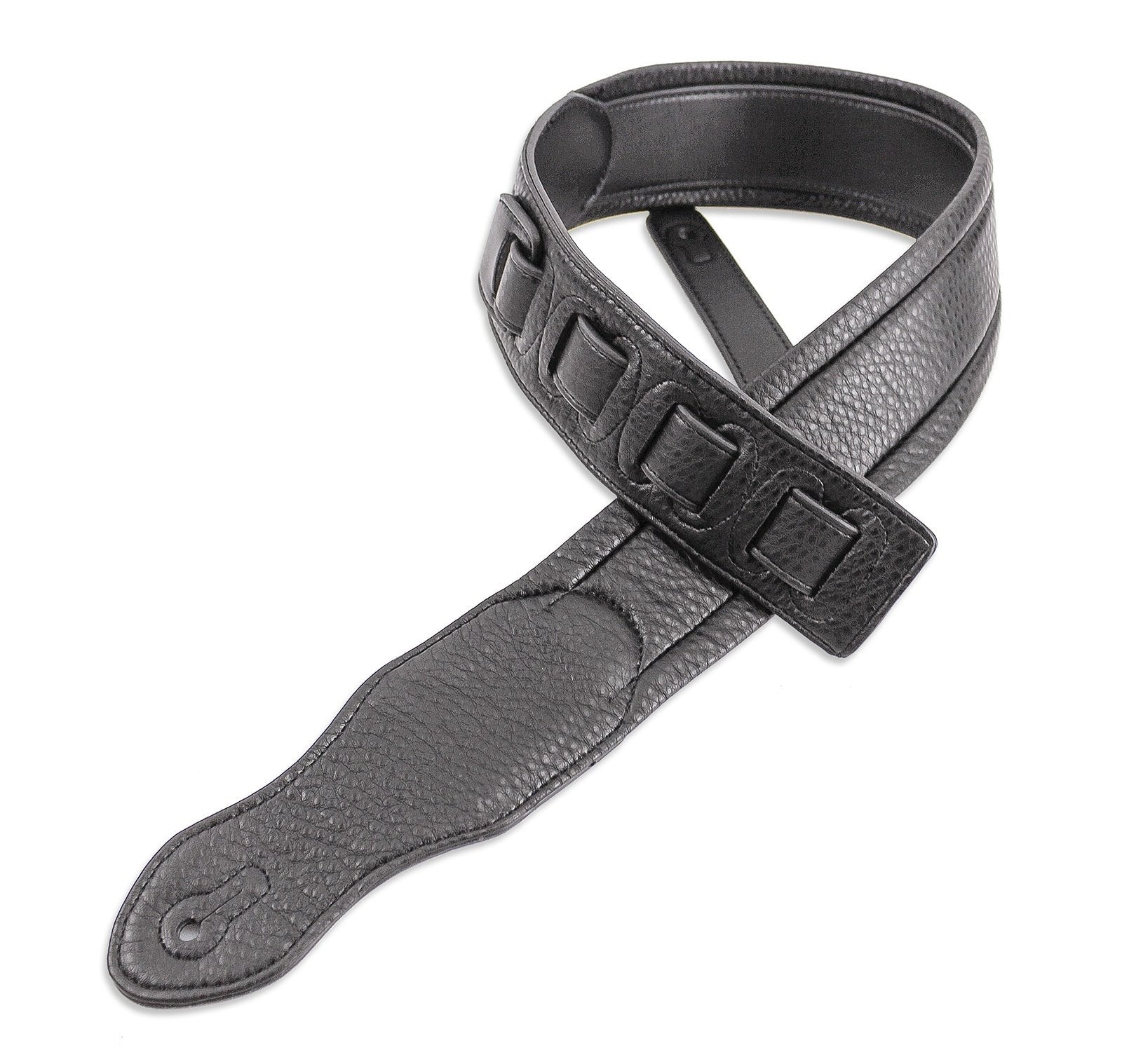 Walker & Williams G-46 Black On Black Padded Guitar Strap With Glove Leather Back