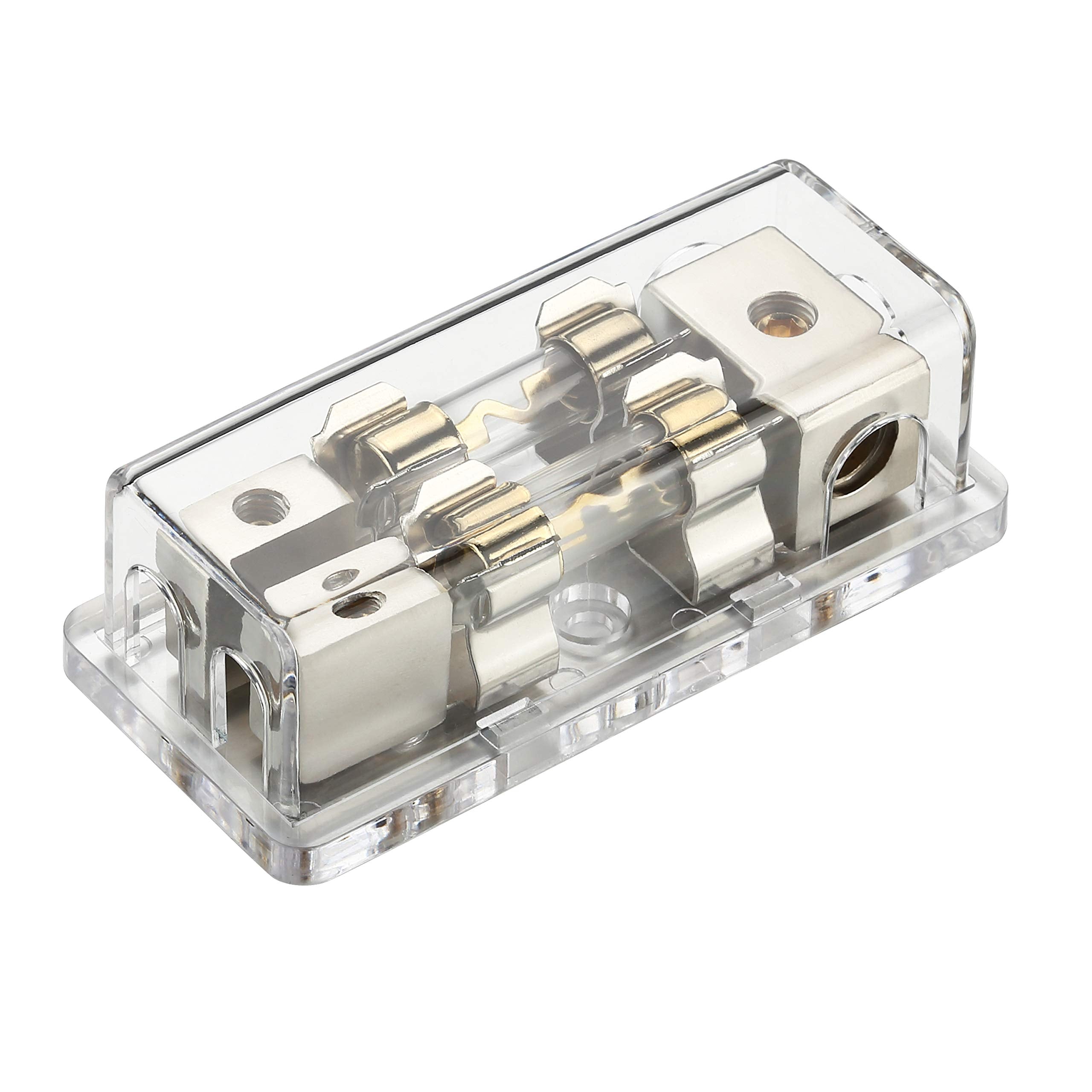 Freajoin 4/8 Gauge Awg Agu Fuse Holder Fused Distribution Block 4 Gauge In To 2 X 8 Gauge Out With 2Pcs 80A Gold-Plated Fuses