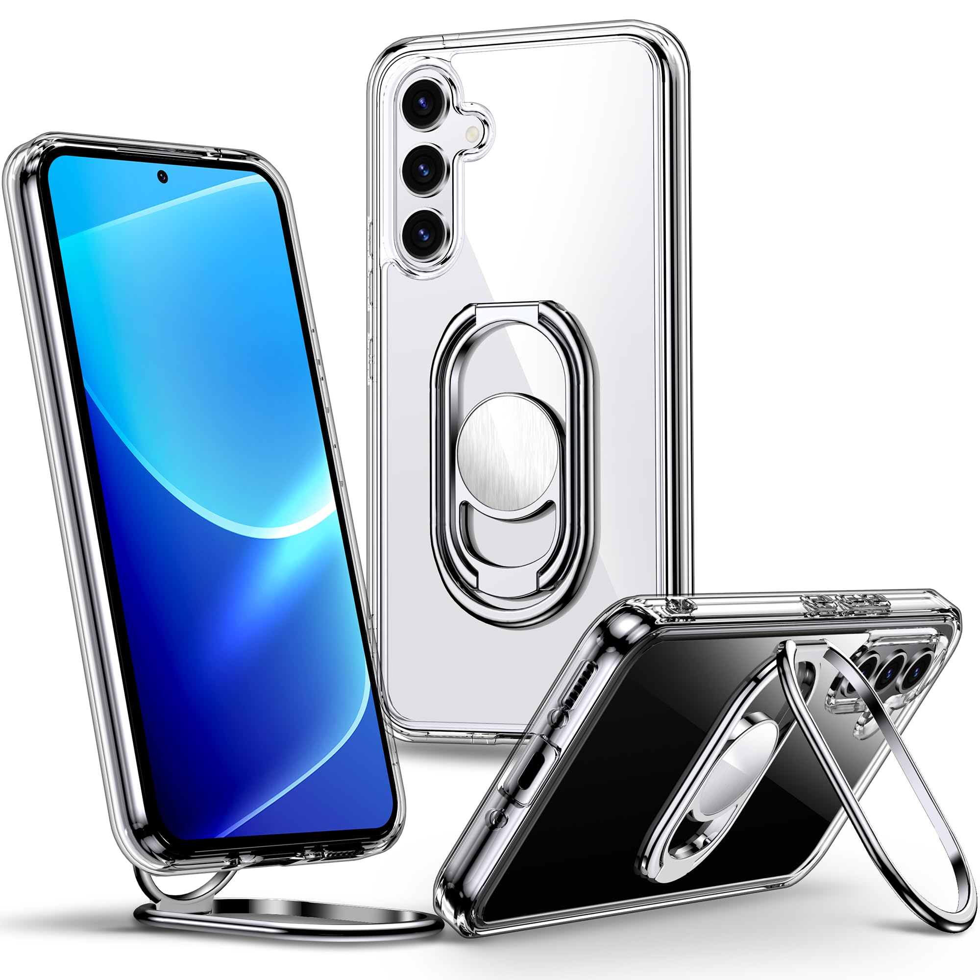Shields Up for Samsung Galaxy A35 5G Case with Stand, Galaxy A35 5G Phone Case Clear with Double Ring Holder [Adjustable & Folda