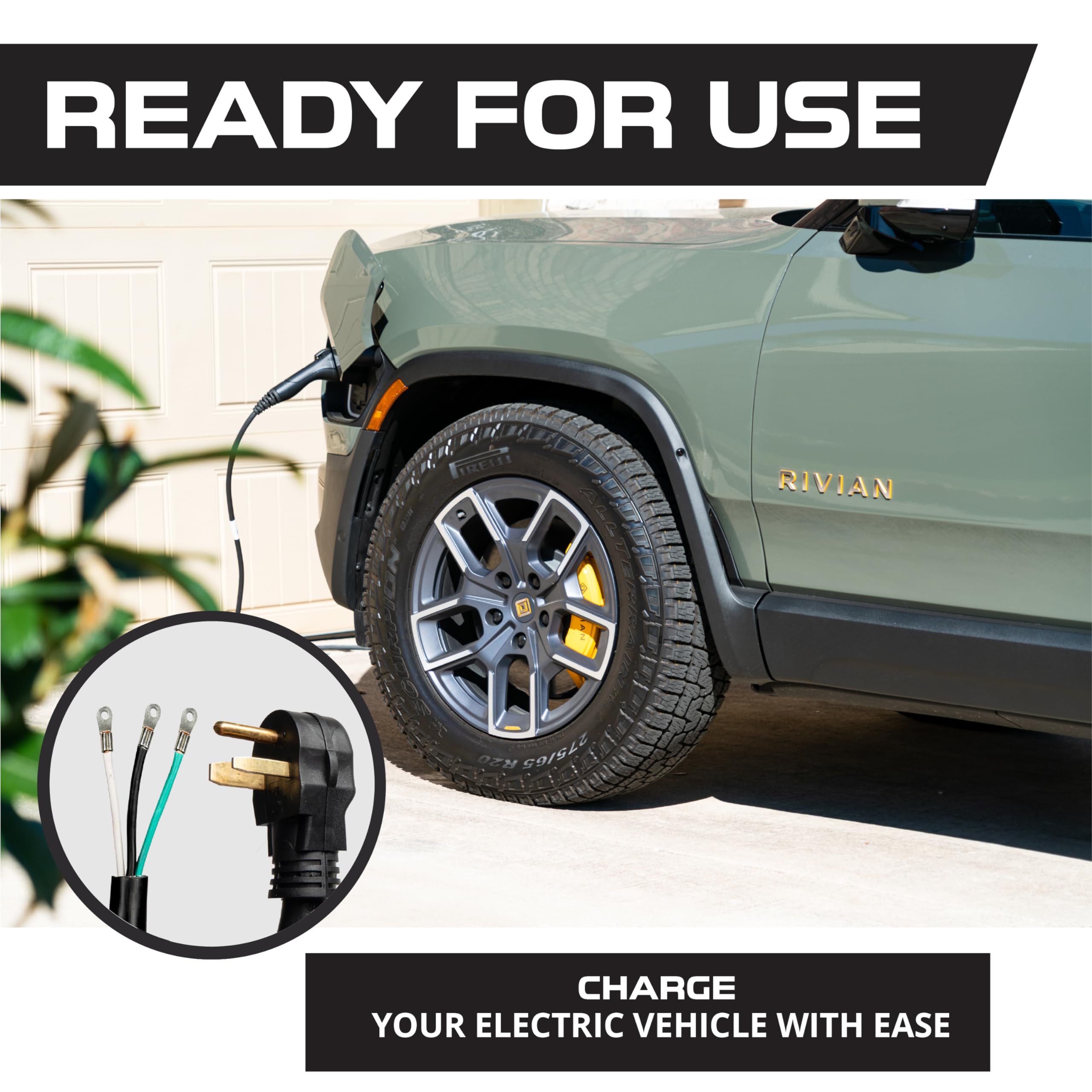 Iron Forge Cable Nema Ev Extension Cord 10 Ft With Open End, 50 Amp Power Cord With Eyelet 3 Wire 6/3 Gauge Replacement Cable, N