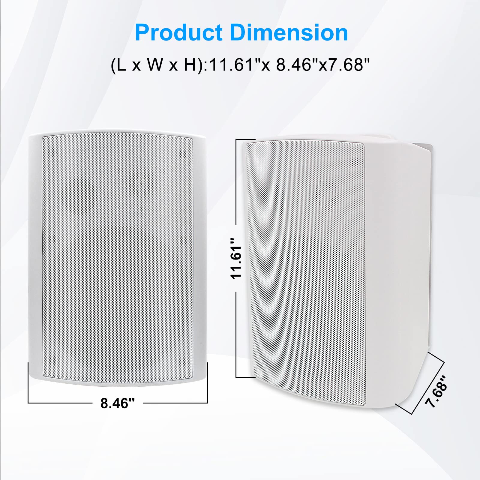 Herdio 6.5 Inches Outdoor Bluetooth Speakers Waterproof With Powerful Bass,Wall Mount Speakers Wired Weather Resistant For Patio