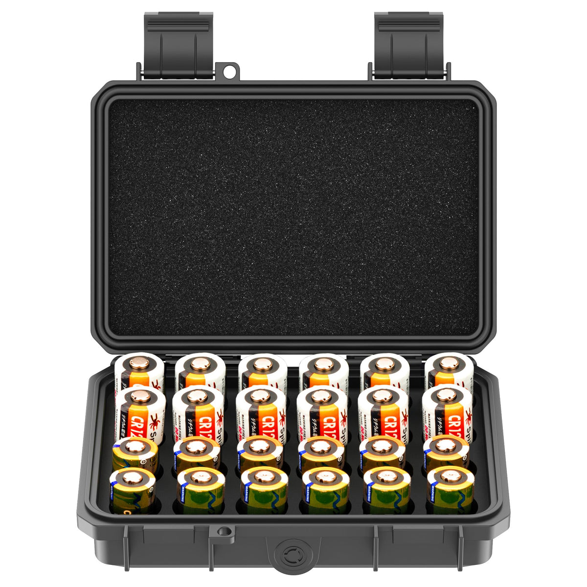 24 Slots Cr2 Cr123 Cr123A Lithium Battery Organizer Case, Ip67 Waterproof Hard Case For Cr17345/Cr16340/Cr18350/Cr15270(Cr2) Exp