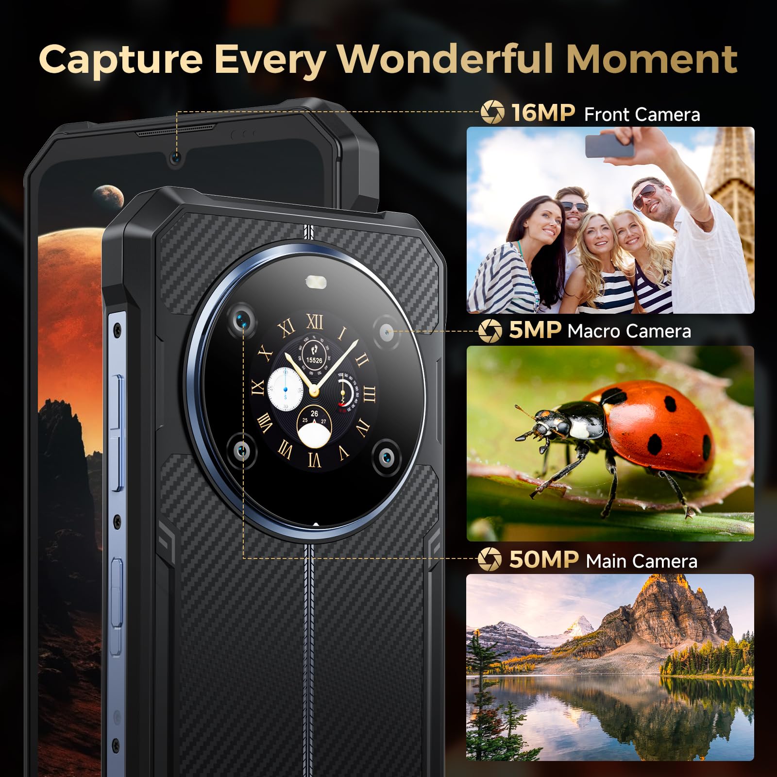 Fossibot F109S Rugged Smartphone Unlocked, 24Gb+256Gb/2Tb Android 15 Rugged Phone, 10600Mah Battery, Dual Display 6.745'' Hd+1.3