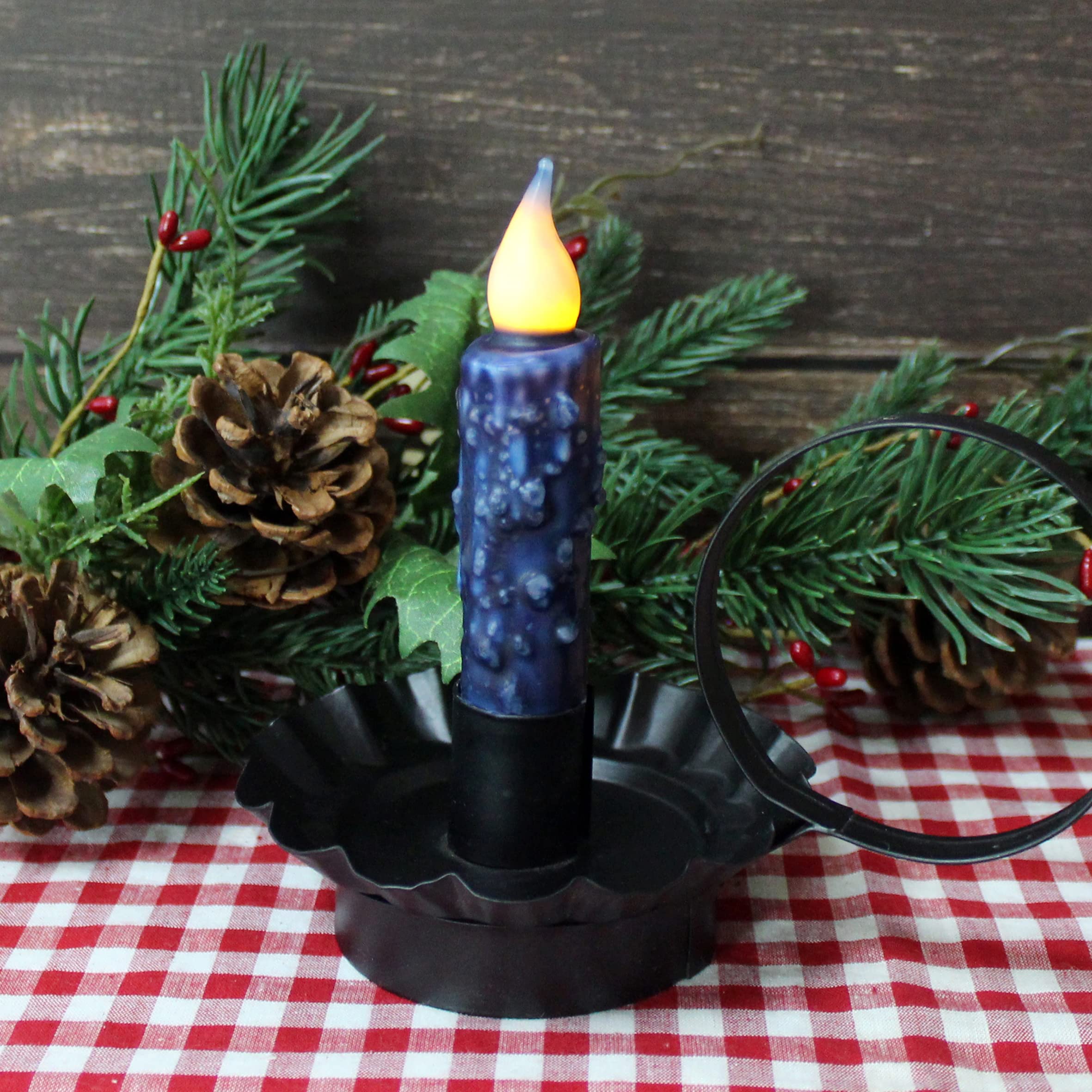 Cvhomedeco. Real Wax Hand Dipped Battery Operated Led Timer Taper Candles Rustic Primitive Flameless Lights Decor, 4 3/4 Inch, N