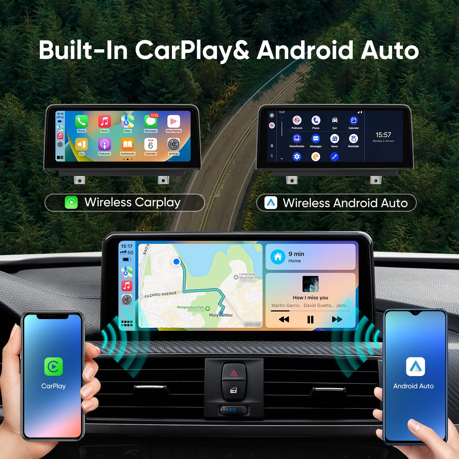 10.25 Inch Ips Touch Screen Car Stereo Wireless Carplay Wireless Andriod Auto For Bmw 3&4 Series(2013 2016) With Nbt System, Blu