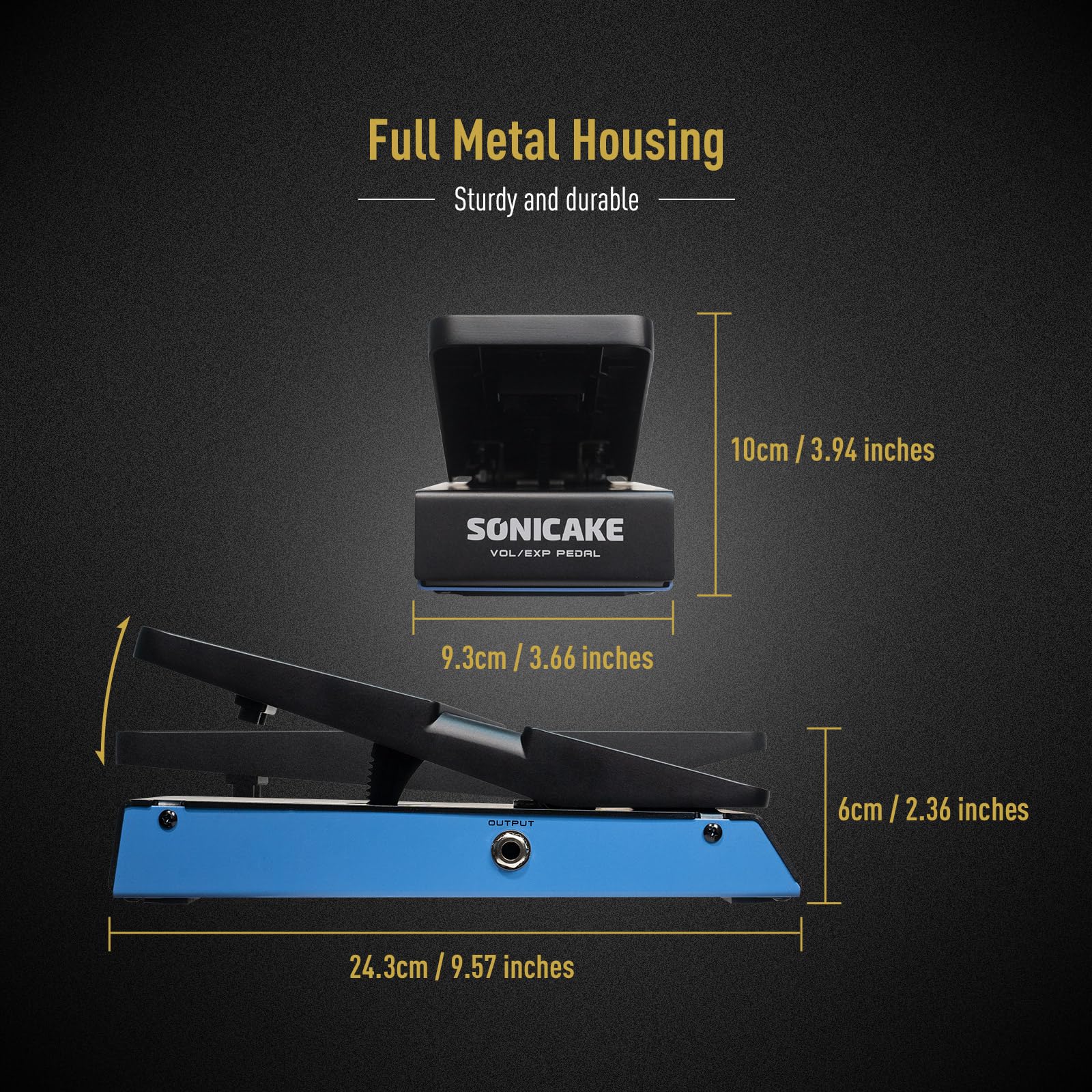Sonicake Volume Expression Pedal, Expression Exp & Passive Volume 2 In 1 Combo Guitar Effects Pedal, Full-Size Pedal - Flipvol