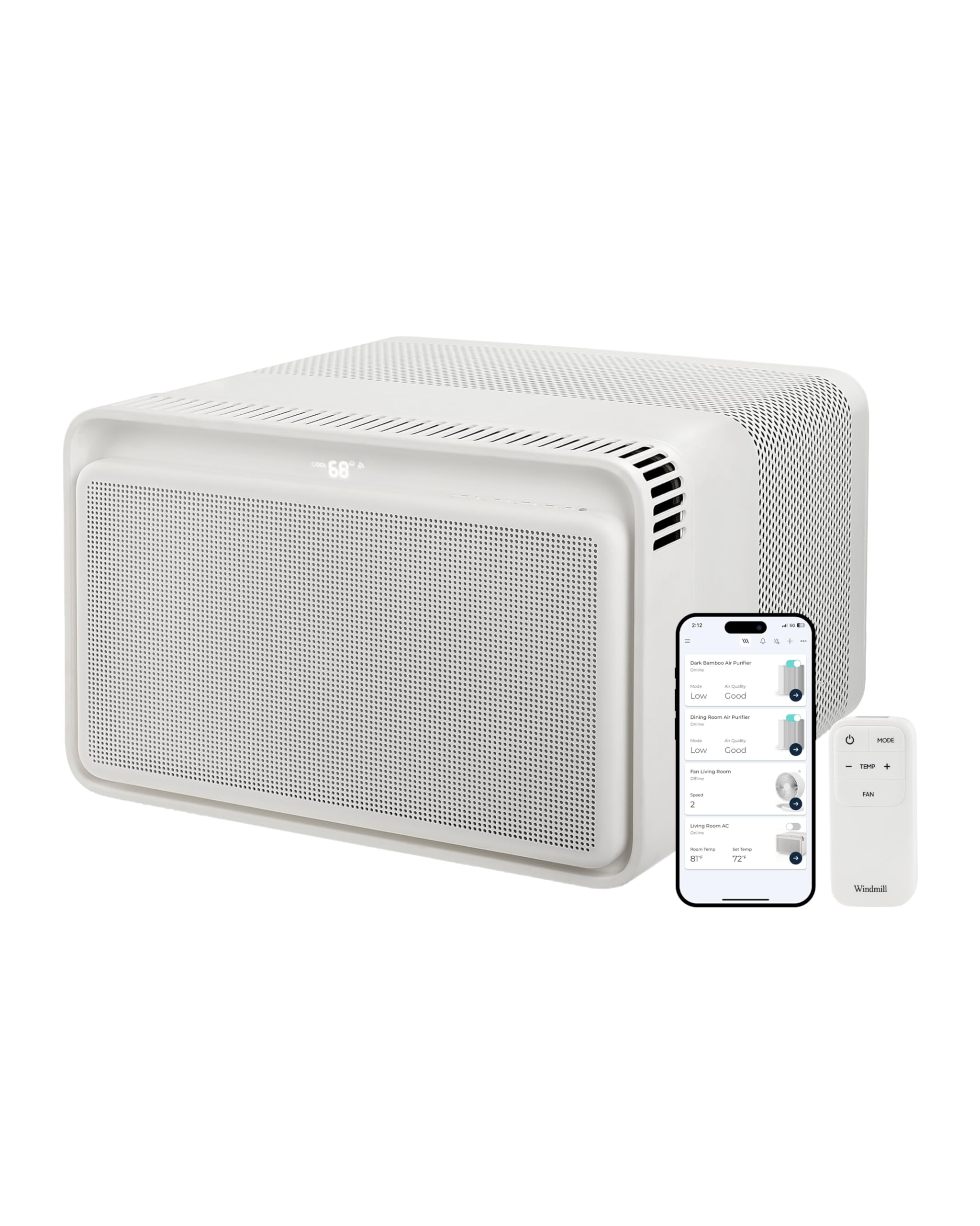 Windmill 8,000 BTU Inverter Window Air Conditioner - Ultra-Quiet & Smart, Cools up to 350 Sq. Ft. - Easy Install, App/Wi-Fi, Voi