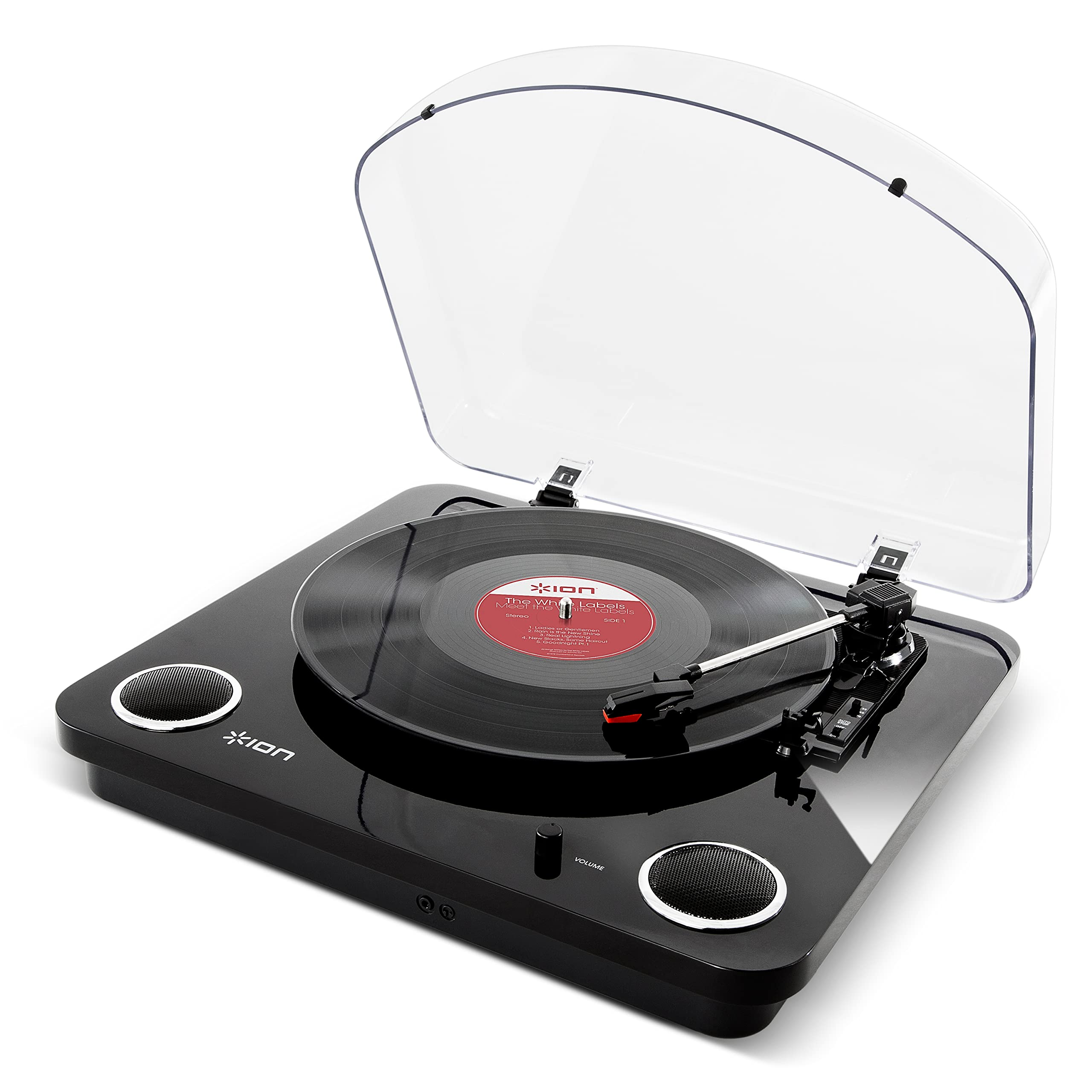 Ion Audio Max Lp Black |Three Speed Vinyl Conversion Turntable With Stereo Speakers, Usb Output To Convert Vinyl Records To Digital Files And Standard Rca & Headphone Outputs