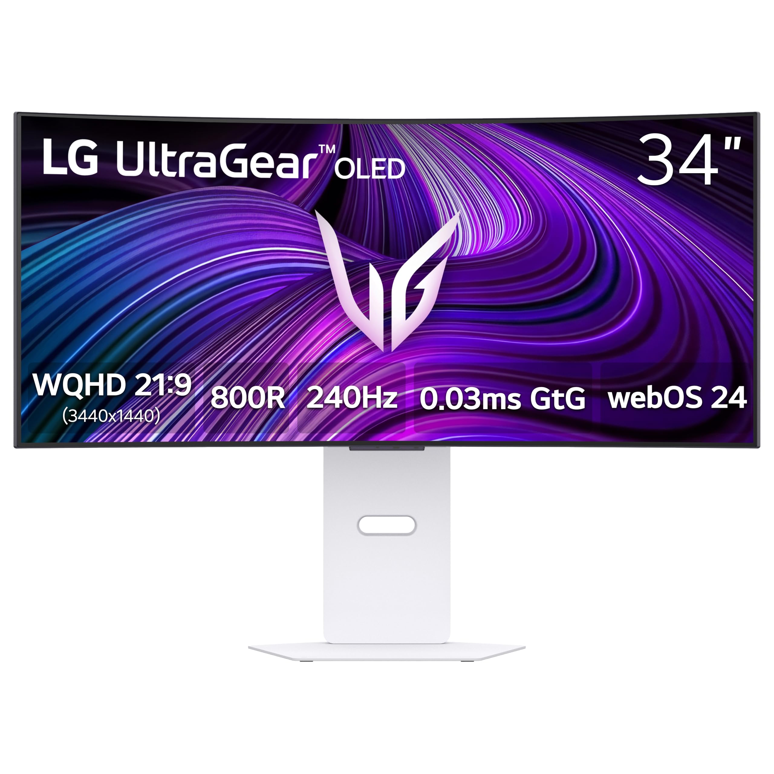 LG 34GX90SA-W 34-inch Ultragear WQHD (3440 x 1440) OLED Curved Gaming Monitor 240Hz, 1ms, NVIDIA G-Sync Compatible, AMD FreeSync