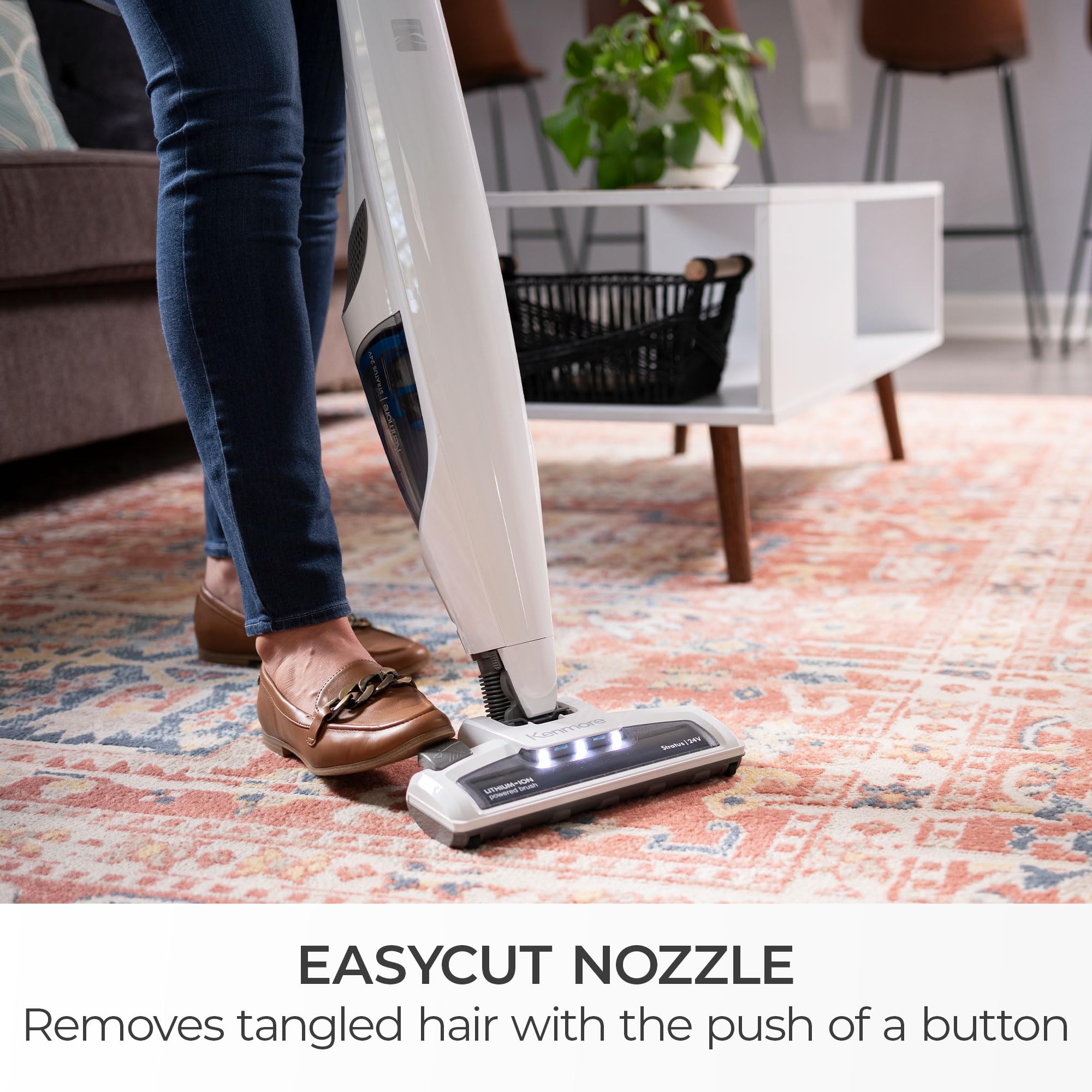 Kenmore Ds1030 Cordless Stick Vacuum Lightweight Cleaner 2 Speed Power Suction Led Headlight 2 In 1 Handheld For Hardwood Floor,