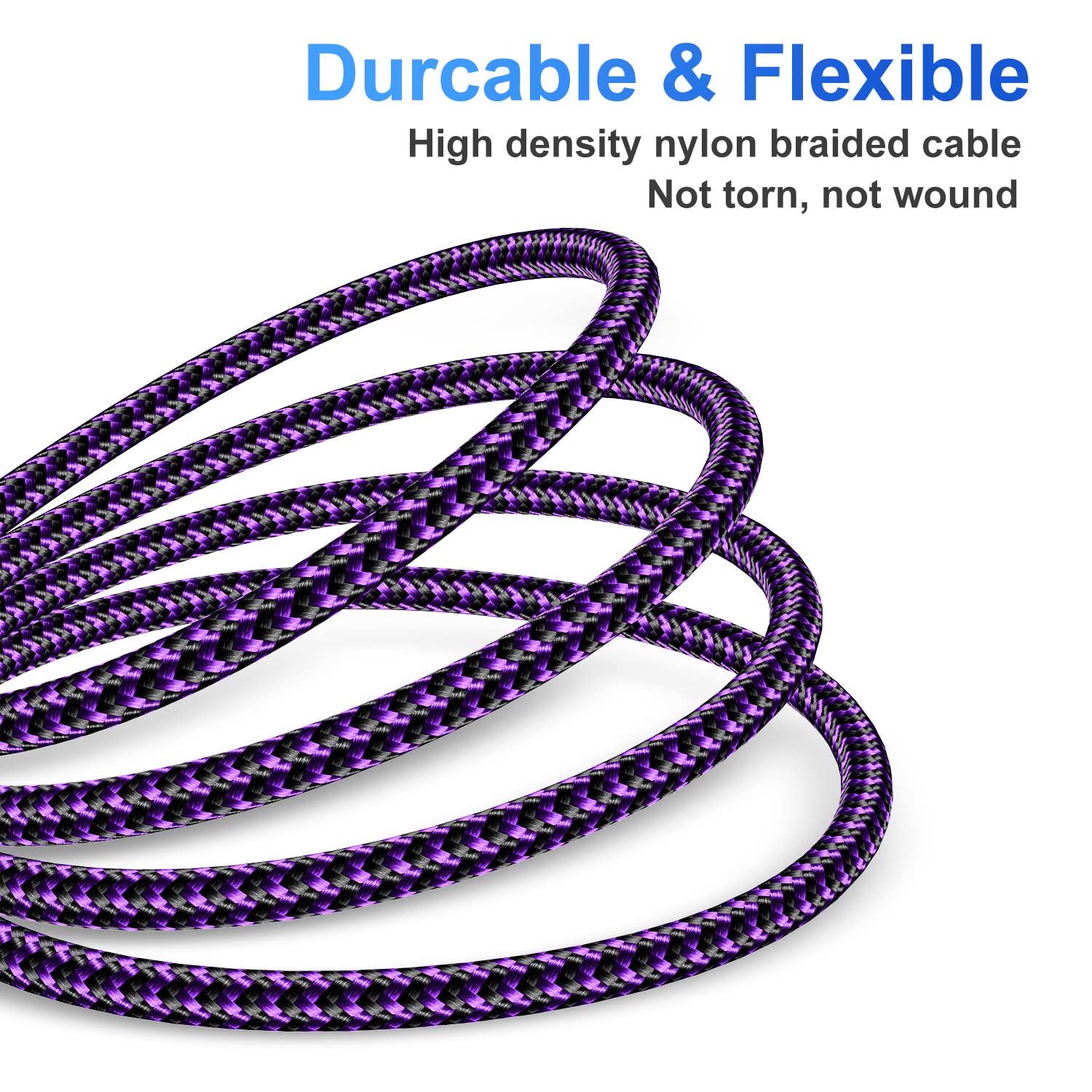 Iphone Charger 4Pack 7Inch, [Apple Mfi Certified] Short Lightning Cable 7Inch, Iphone Charging Cord Fast Charging Cable For Iphone 13 12 Pro Max Mini 11 Pro Xs Xr X 10 8 7 Plus 6S 6 Se Ipad Purple