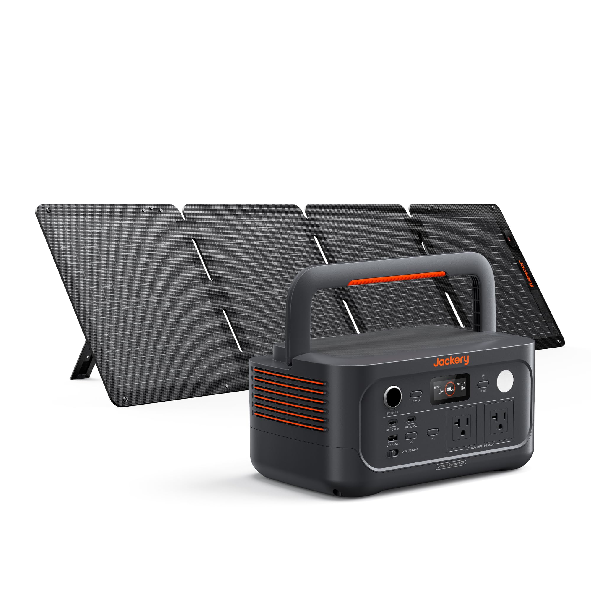 Jackery Explorer 500 v2 Solar Generator and 100W Solar Panel, 512Wh LiFePO4 Battery, 500W AC/1000W Peak, Solar Generator for Cam