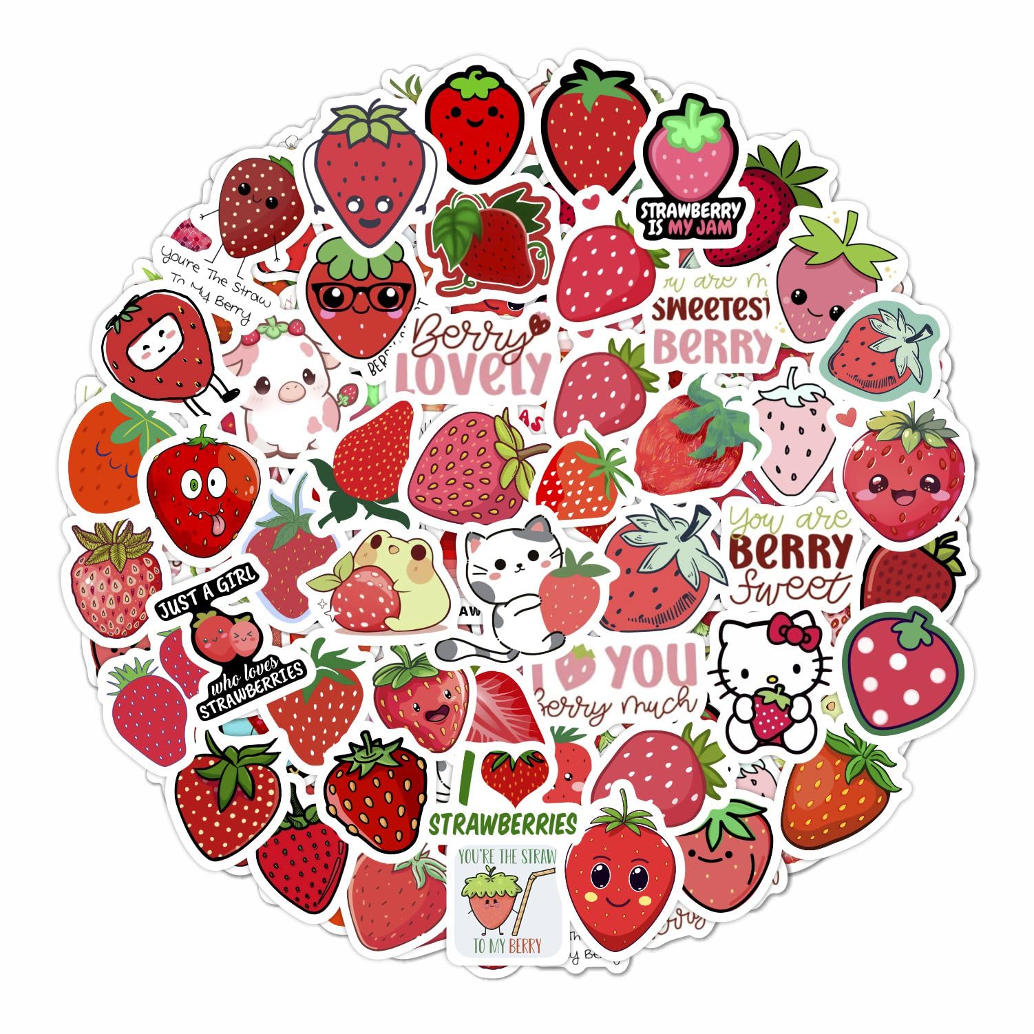 100Pcs Strawberry Stickers & Laptop Decals   Strawberry Birthday Party Decorations, Strawberry Shower Supplies   Strawberry Gift