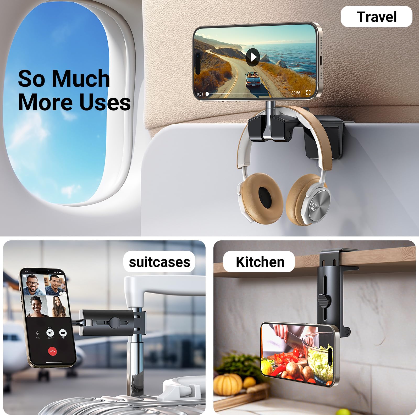 For Magsafe Airplane Phone Holder Mount?Strong Magnet? Airplane Travel Essentials Plane Phone Holder Long Flight Essentials, Uni