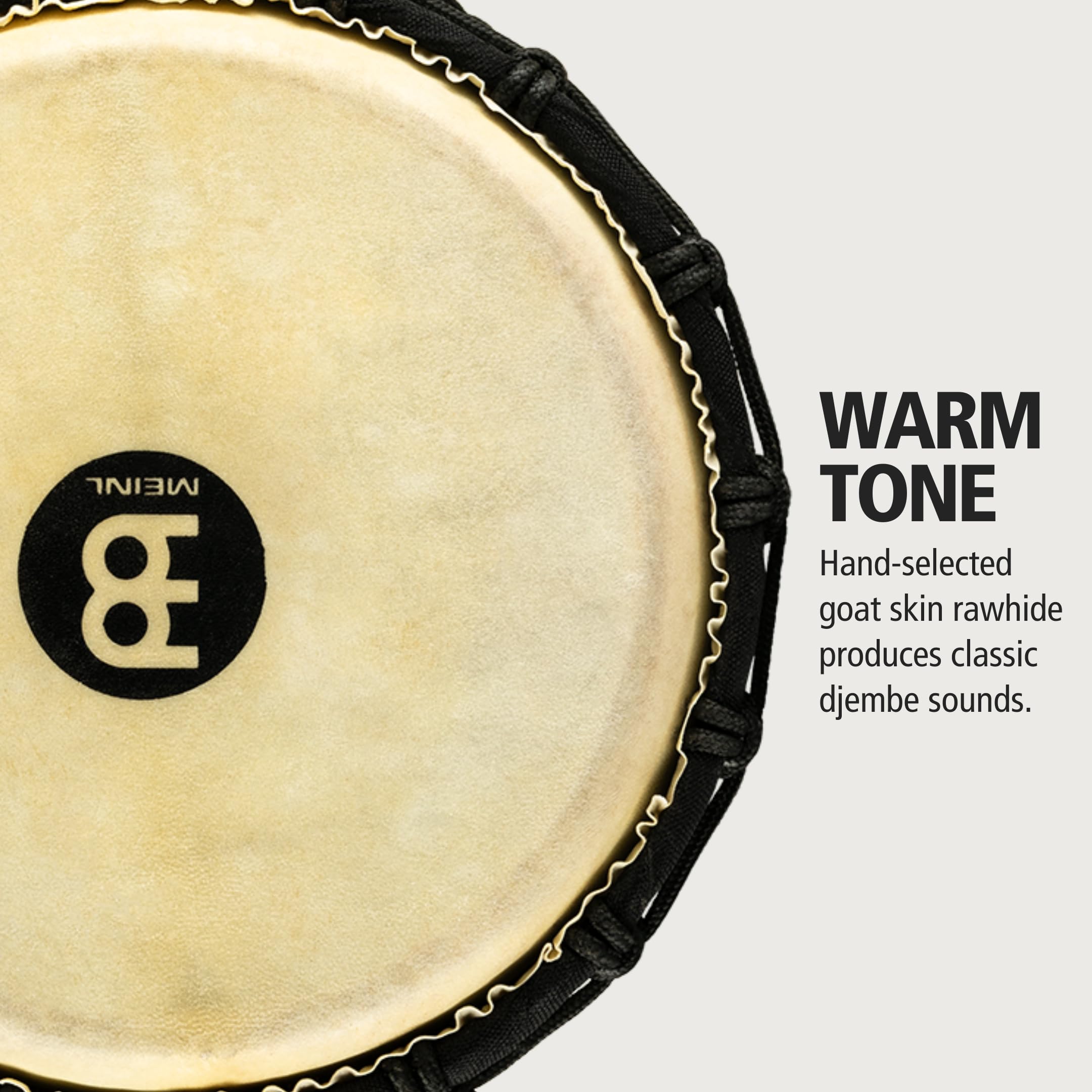 Meinl Percussion Djembe Hand Drum Circle Instrument, Carved Mahogany Headliner Series   Not Made In China   African Mali Weave R