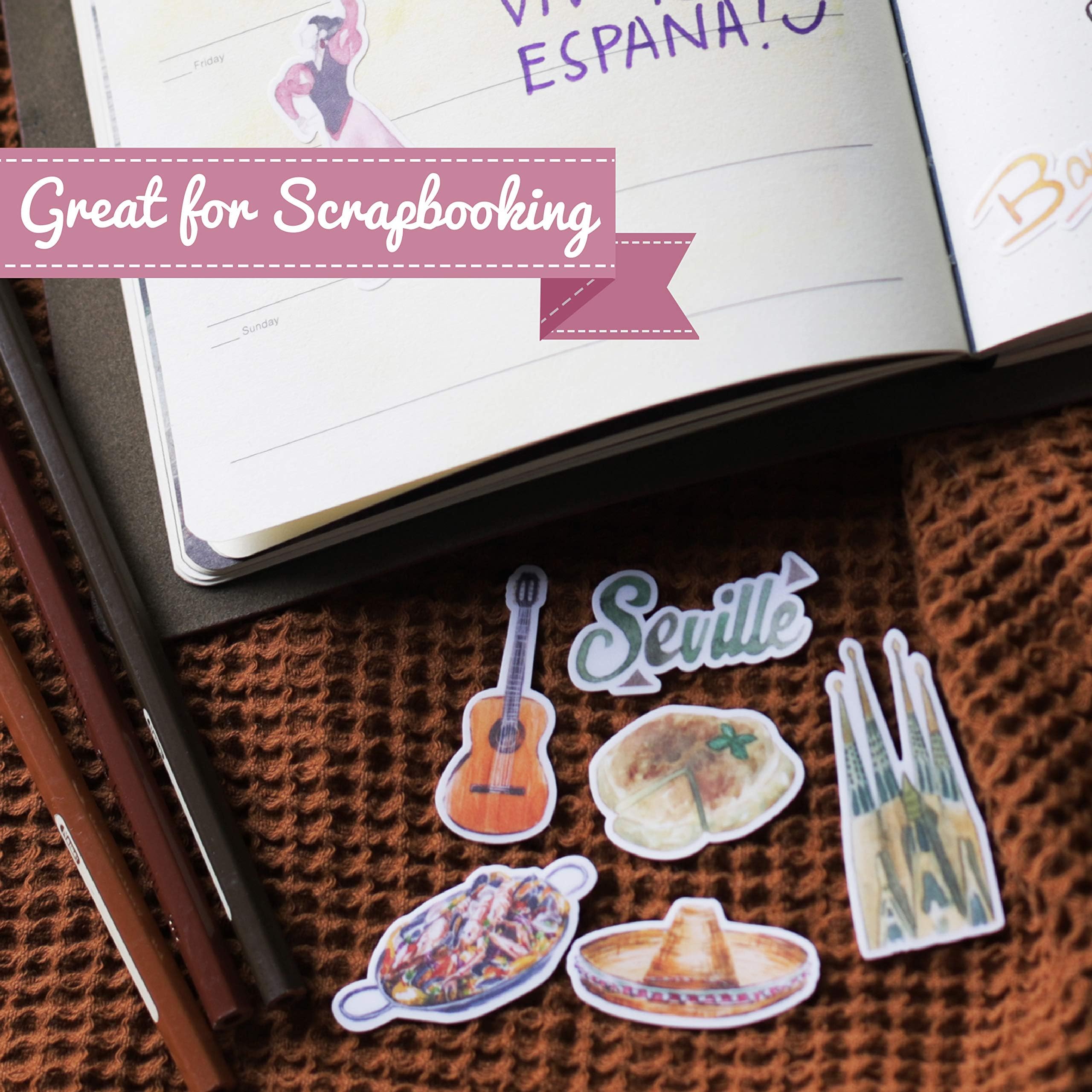 Navy Peony Sophisticated Spain Travel Stickers (36 Pack)   Cute, Waterproof, Small | Aesthetic Adventure Decals For Water Bottle