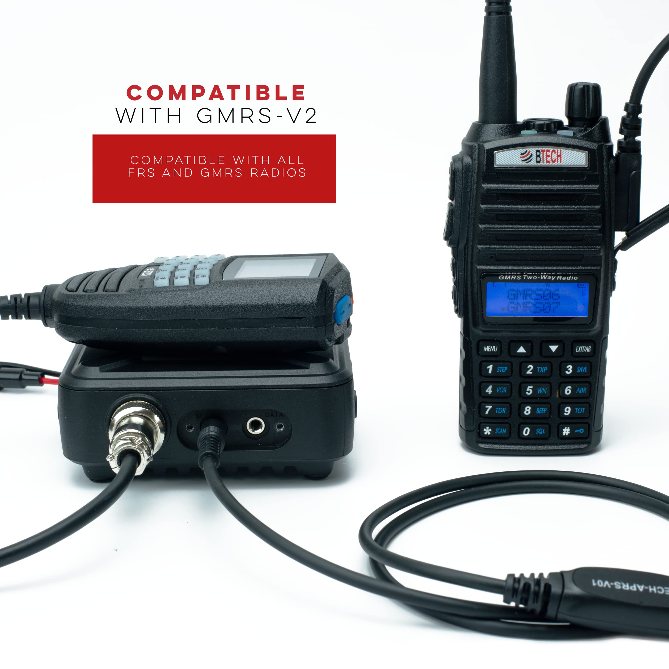 Btech Gmrs 20V2 20W 200 Fully Customizable Channels Mobile Gmrs Two Way Radio. Ip67 Submersible Waterproof, Repeater Compatible,