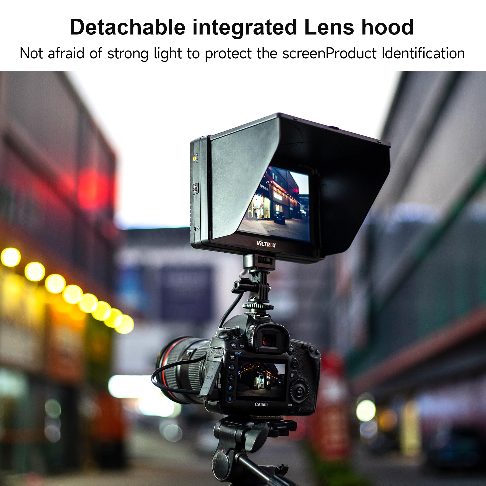 Viltrox Dc 70 Ii 7 Inch Camera Field Monitor, 4K Hdmi Av Input/Output Camera Video Monitor Kit With Sunshade Hood/Battery, Peaki