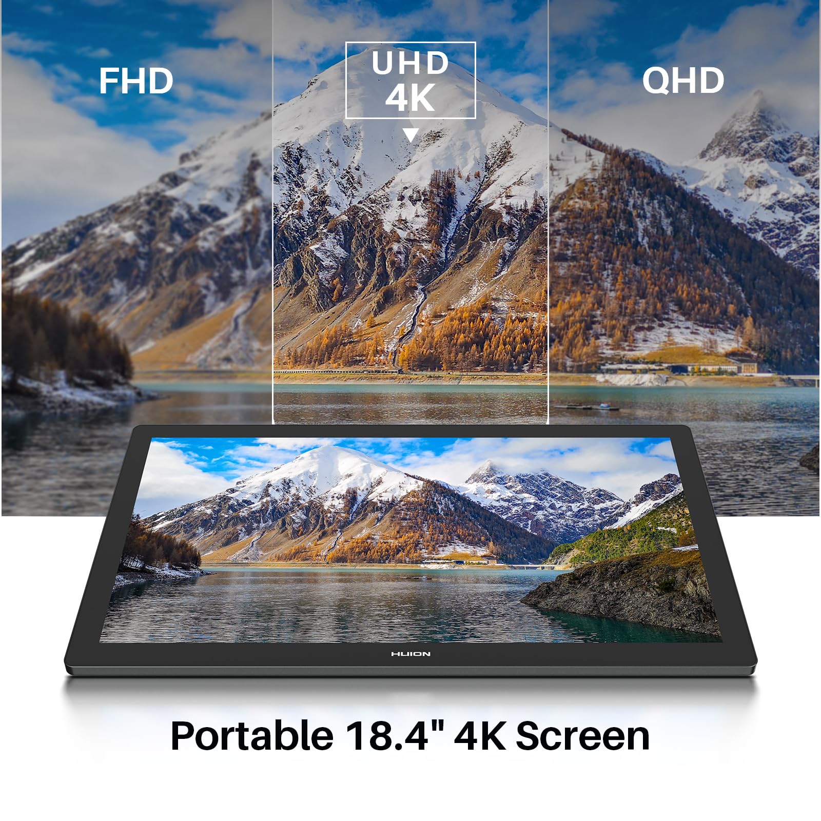 Huion Kamvas Pro 19 4K Uhd Drawing Tablet With Touch Screen, 96% Adobe Rgb Drawing Monitor With 1.07 Billion Colors, Pentech 4.0