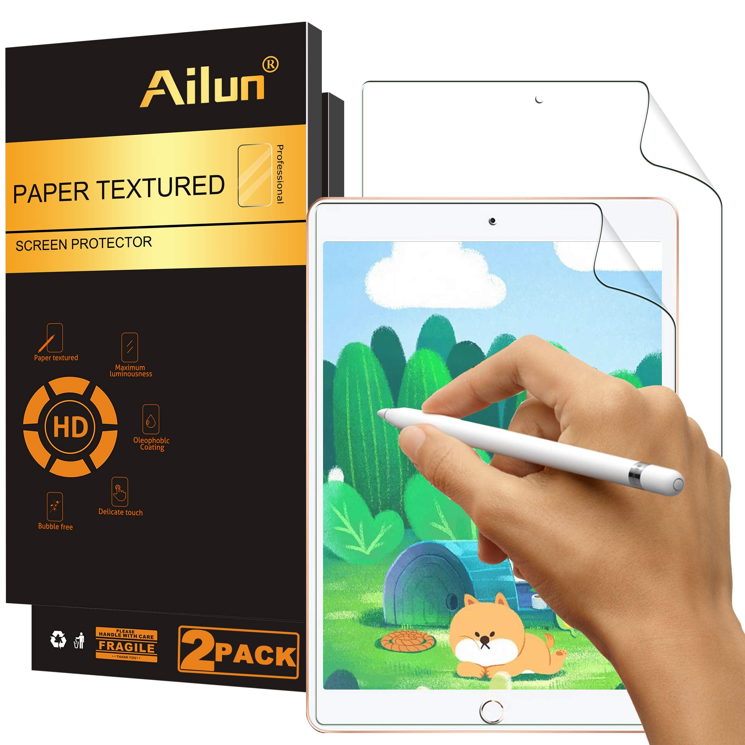 Ailun Paper Textured Screen Protector For Ipad 9/8/7 (10.2 Inch, 2021&2020&2019) Draw Like On Paper Textured Anti Glare Case Fri