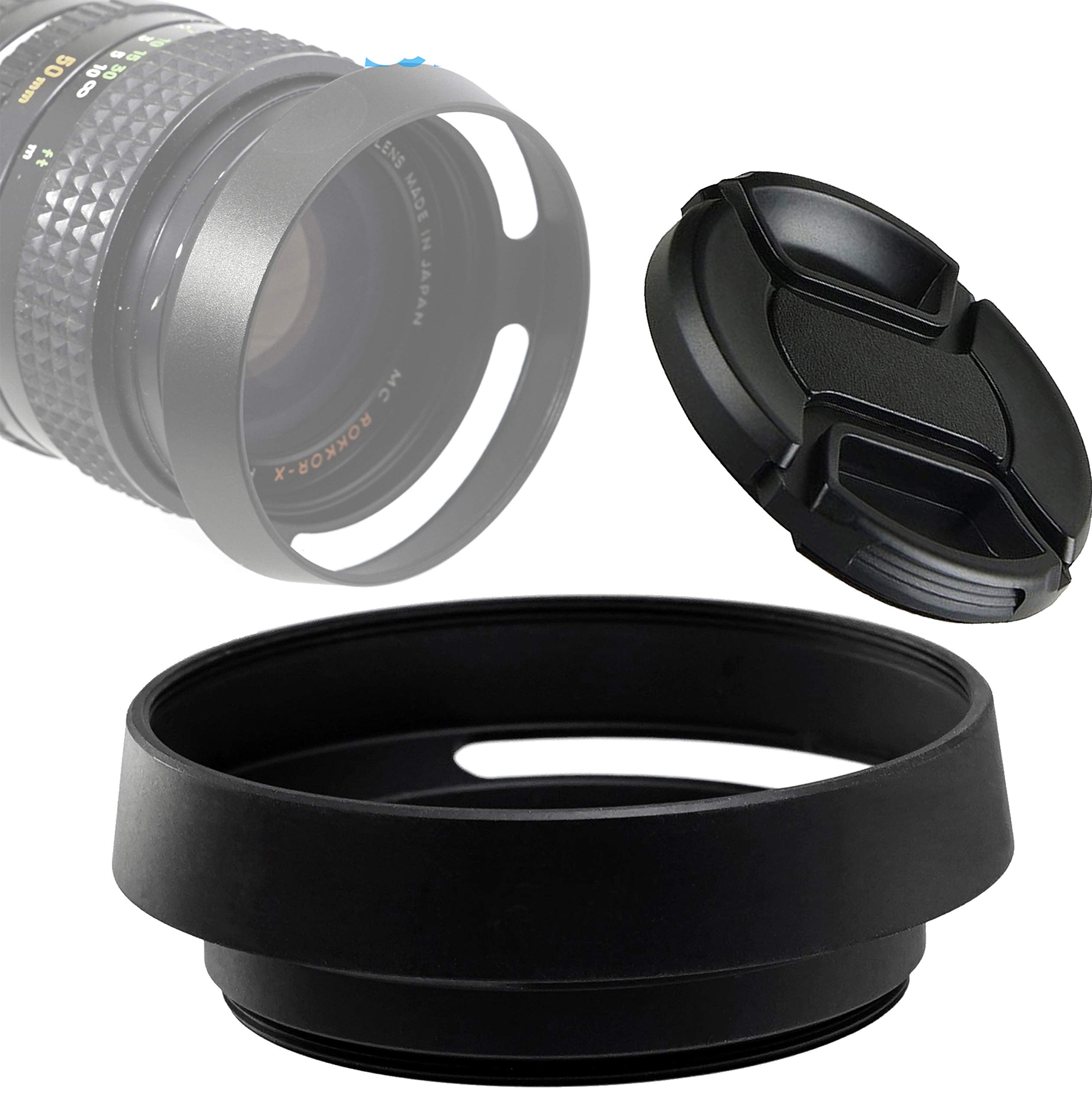 Fotasy 62Mm Metal Curved Lens Hood, 62Mm Vented Hood, 62Mm Lens Hood For Fuji Leica Leitz Panasonic Olympus Panasonic Sony Lens,