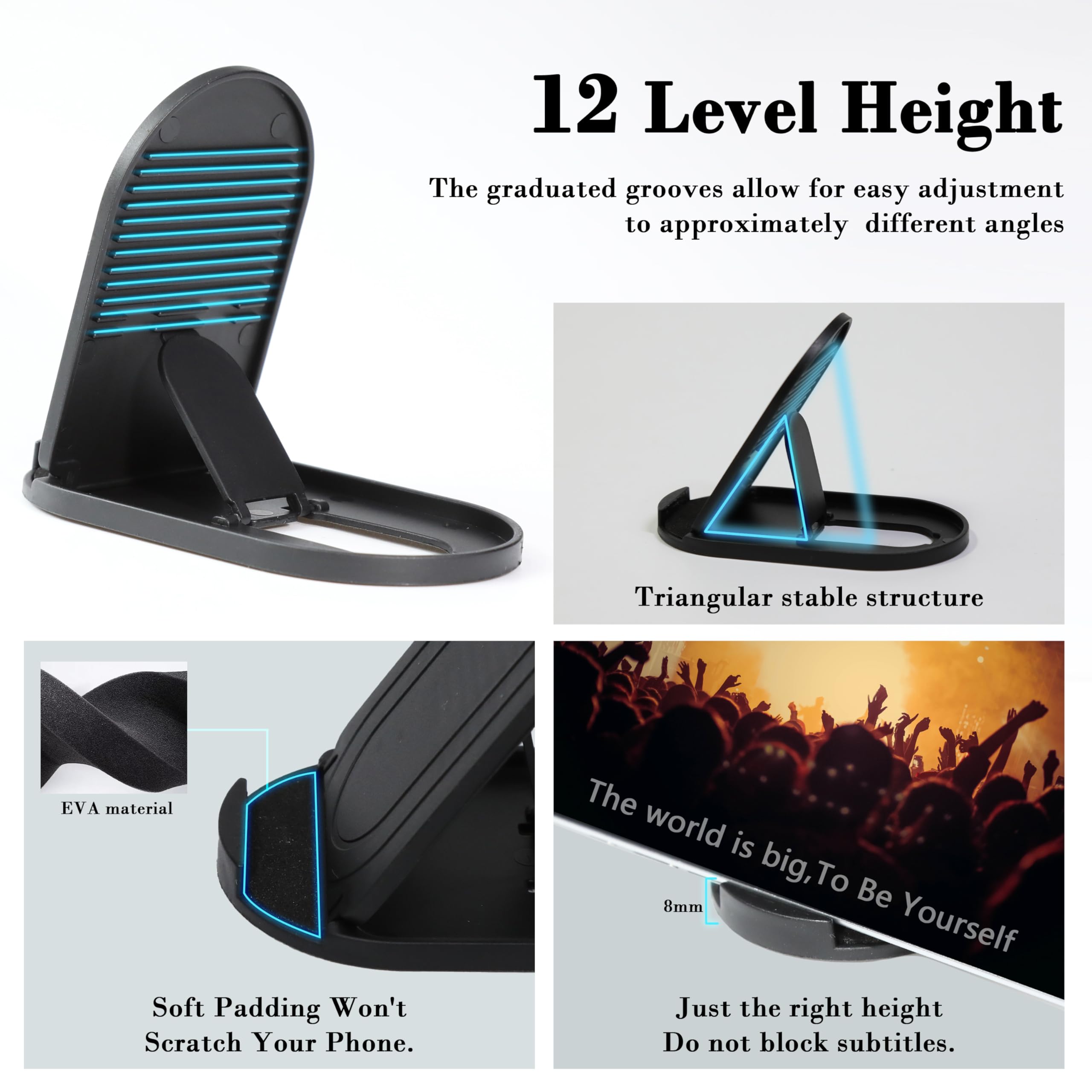 Hzzadzxw Portable Cell Phone Stand Holder For Desk, Foldable Pocket-Sized Mount, Adjustable Multi Angle Stand For Iphone 16 15 1